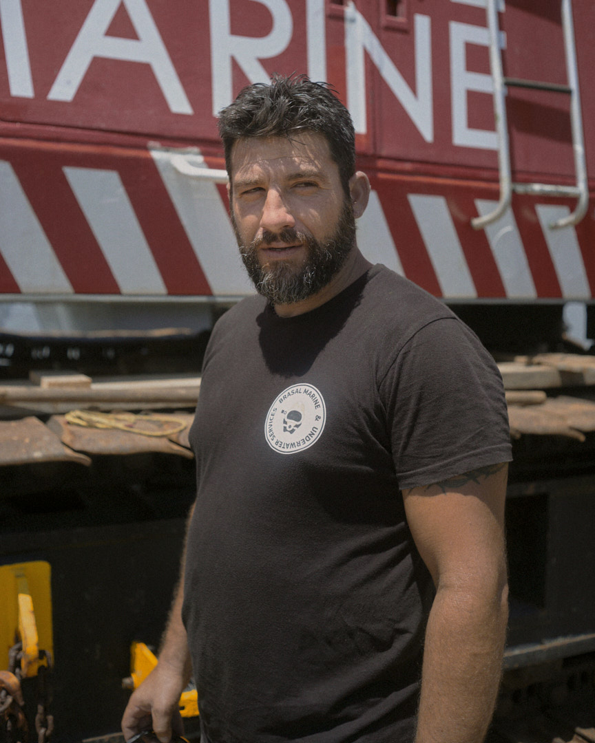 Pamphos Omirou, the diver that found Sierra Graze's body. Omirou works for a private company, Brasal Marine Services, which was hired to search for bodies in the Red Lake. Limassol, June 2019.