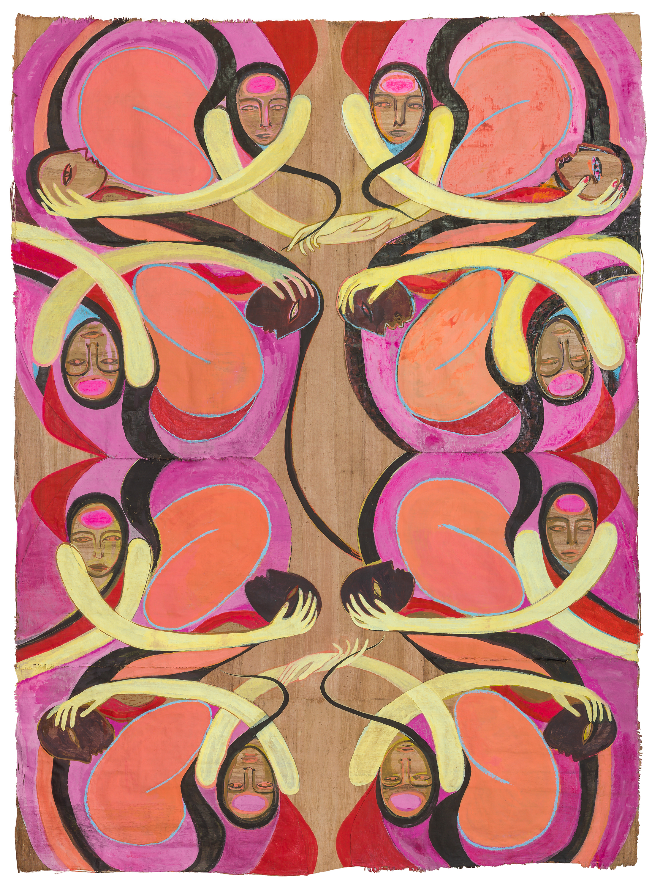 Leave a Light On, 2025, Calligraphy ink and oil pastel on papyrus, 95 x 71 in, $20,000