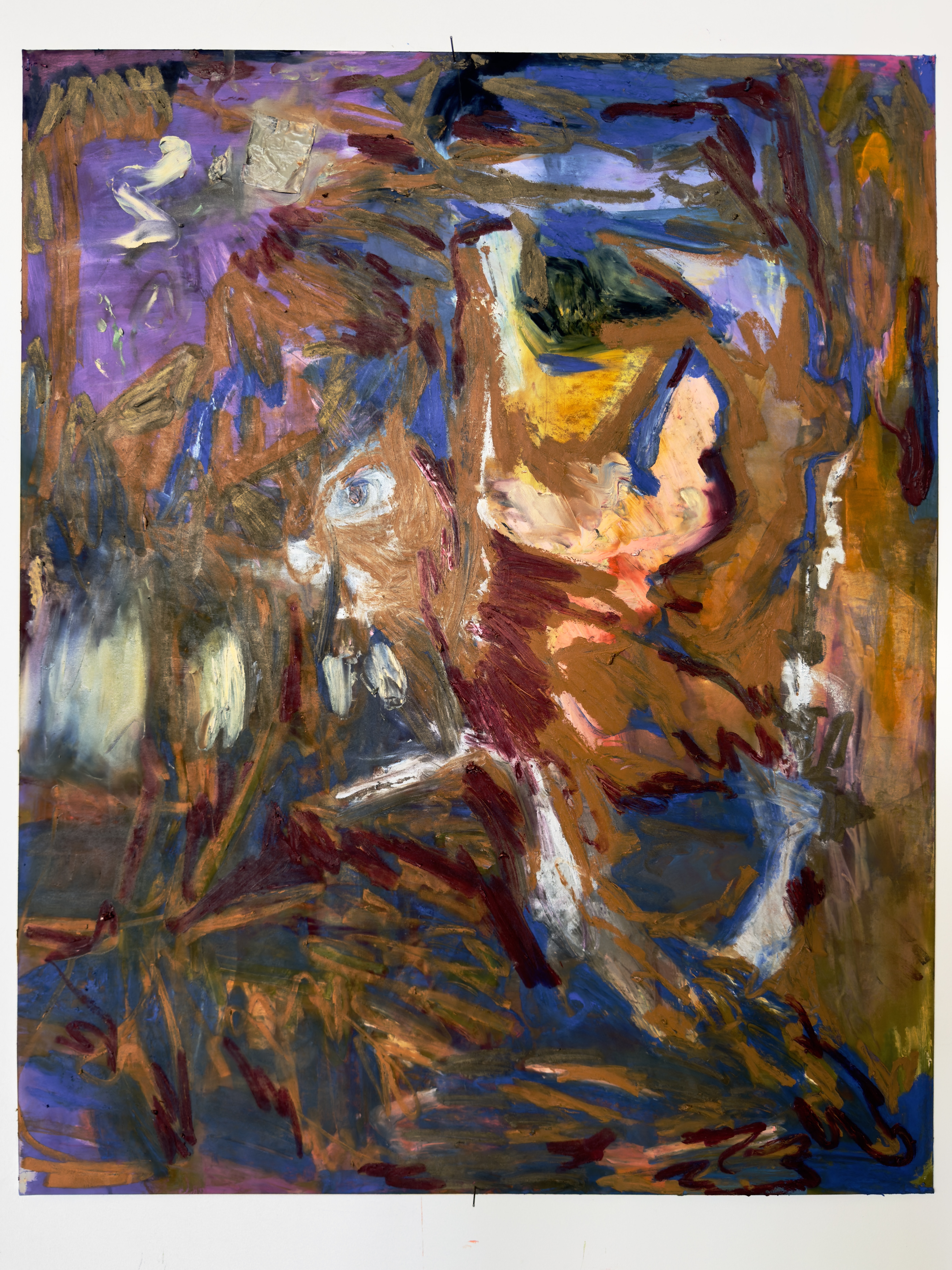 Peacock Lightning Roast 2025 Oil and pastel on suede board 59.1 x 84 cm