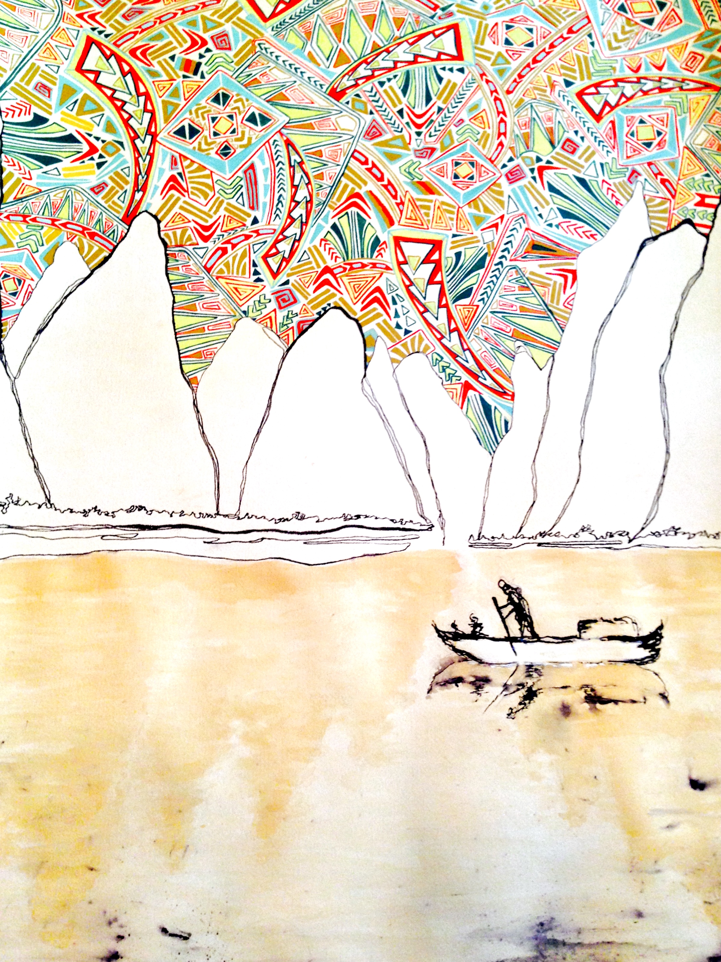 "Elizabeth St." Gouache and India Ink on Paper, 24"x38"