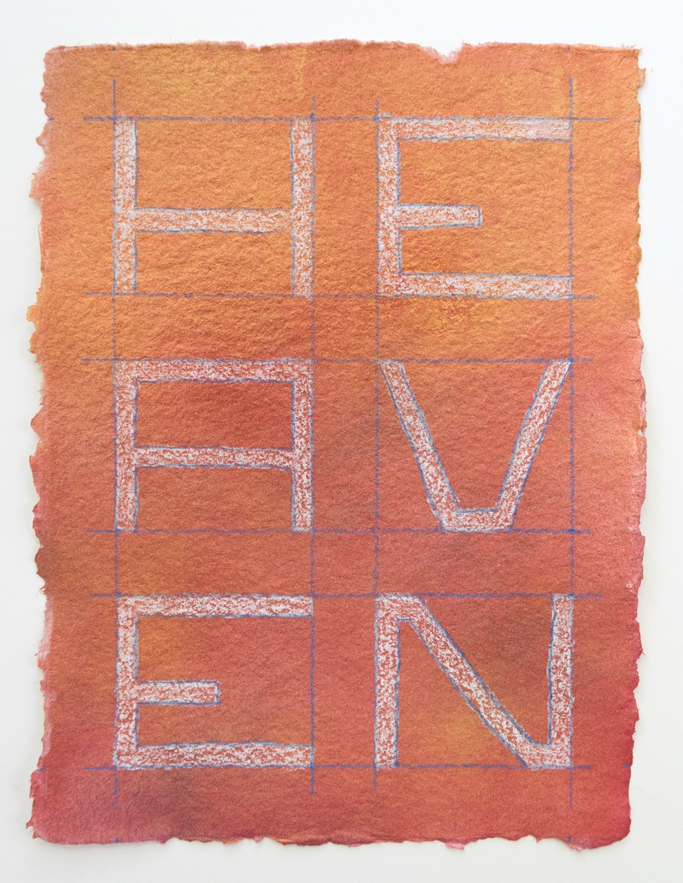 A Day With Nothing To Do (Heaven) Enamel, colored pencil, handmade paper 9 x 12 inches 2017