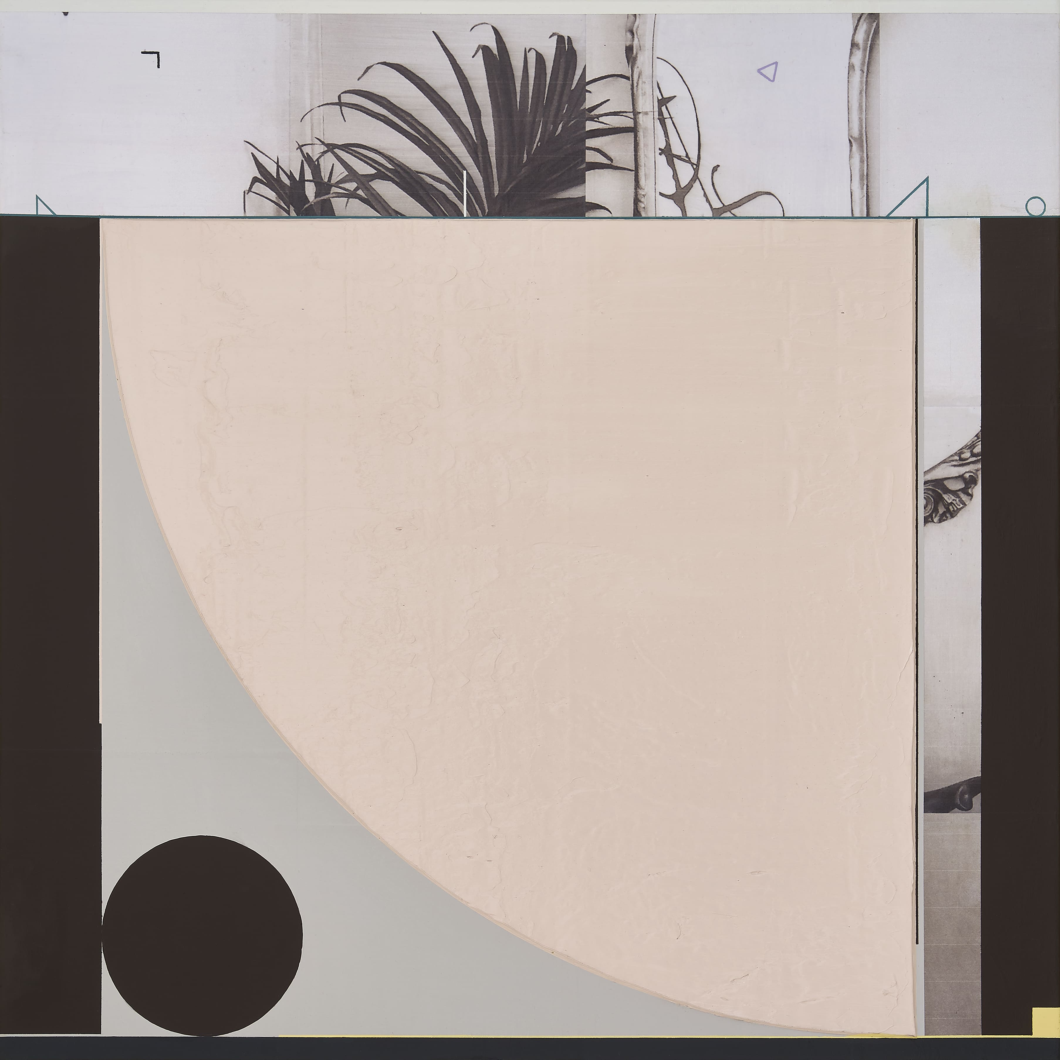 Gaudi Cafe, 2020, Acrylic and Photo- Collage on Canvas, 73 x 73 cm