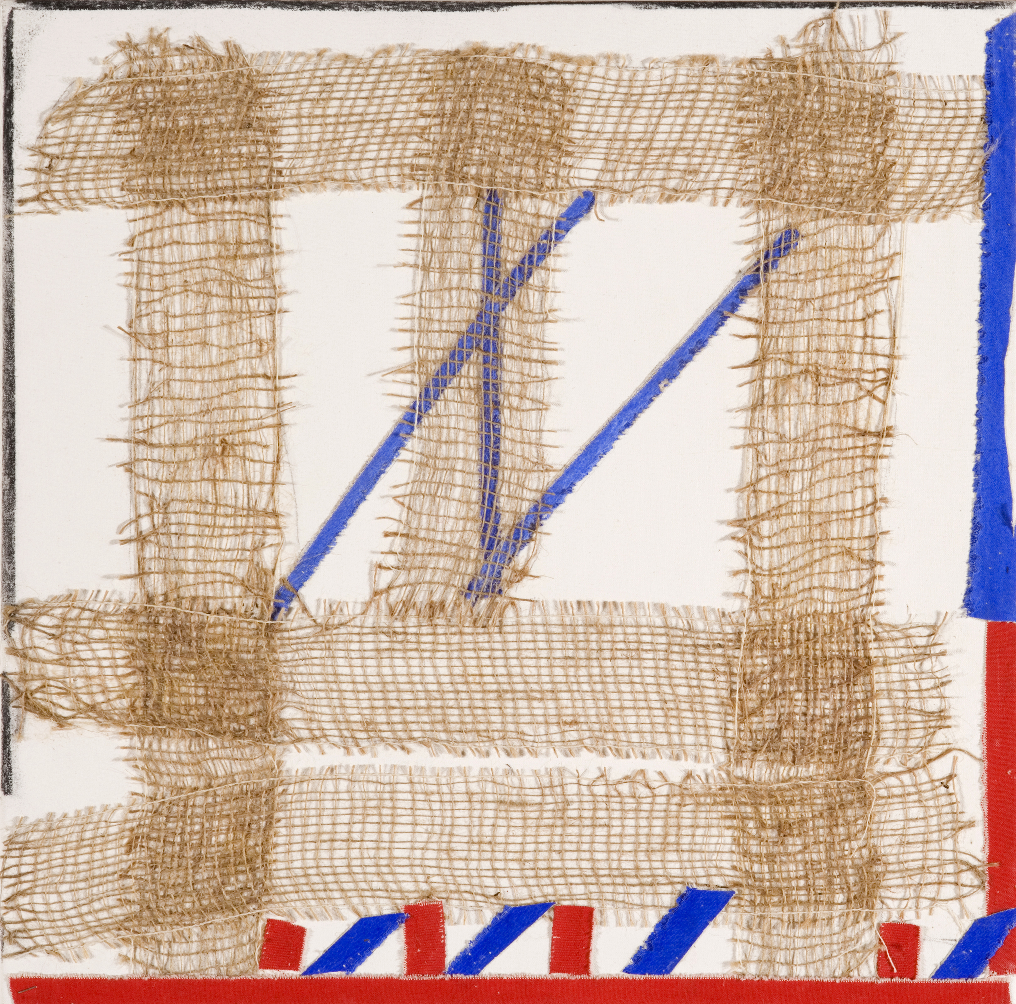 Diagonals. Hessian on canvas 2006 2' x 2' SOLD