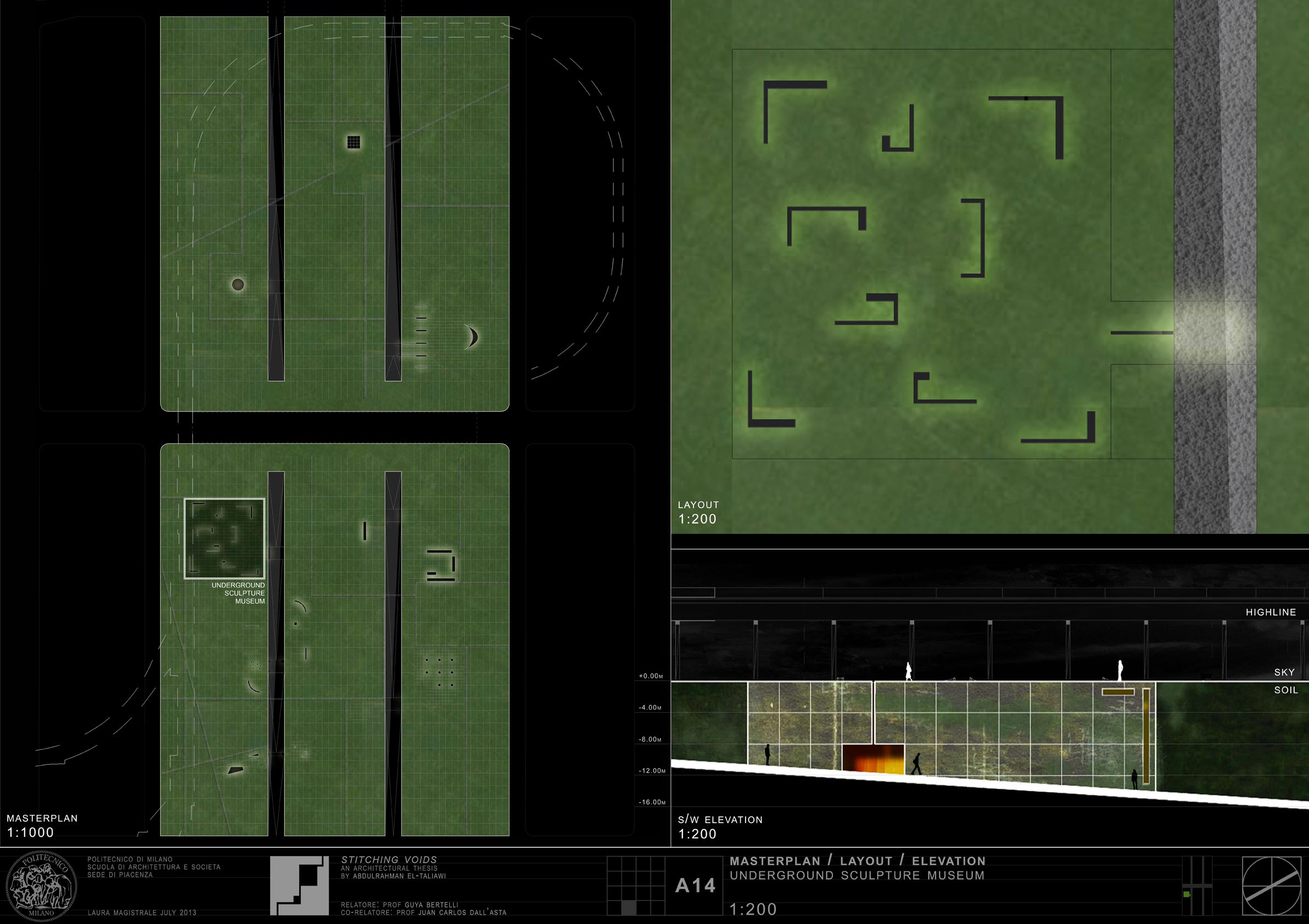 Underground Sculpture Museum, Layout and ELevation 1:200
