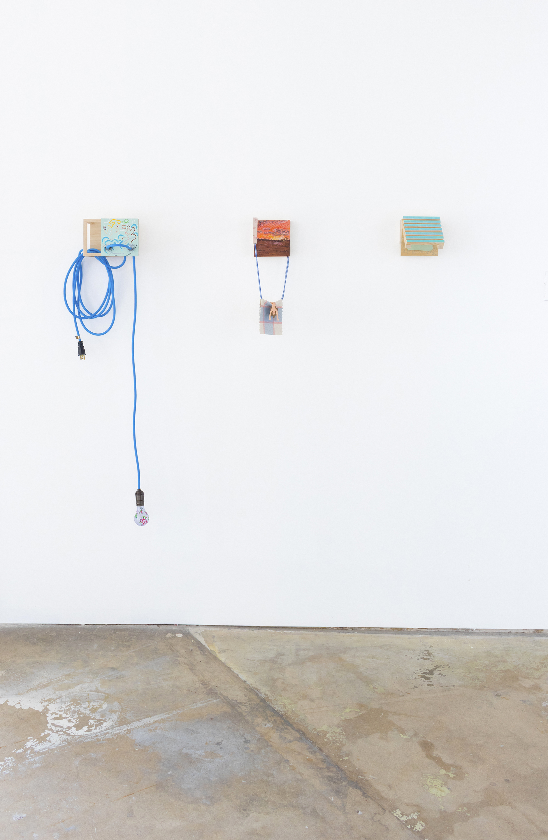 This is an installation shot of selected works from a two-person exhibition that was created in collaboration with artist Justin Korver titled Boys With Feelings and Girls Without Them. This images shows Trending Bathers, Sun Worshiper, and Tar Sand Sun Tan. In this series we worked collaboratively to create paintings that were sculpted on, and sculptures that were then painted on. We explored themes of gender presentation and the performance of staging life for viewing.