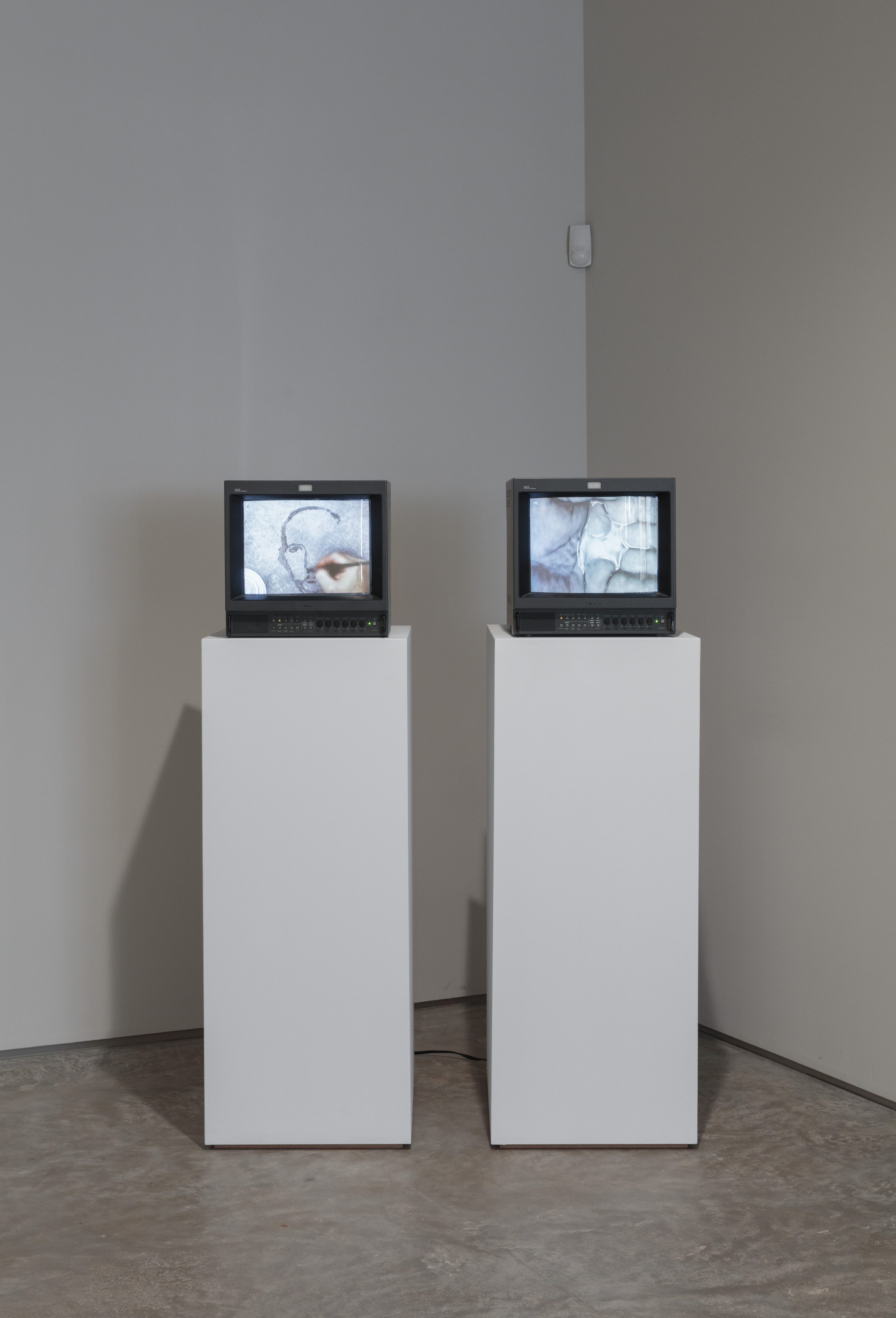 Oscar Muñoz, Re/trato (Portrait), 2004. Video, 28 minutes. Oscar Muñoz, Línea del Destino (Line of Destiny), 2006. Video, 2 minute loop. Credit: Stan Narten.