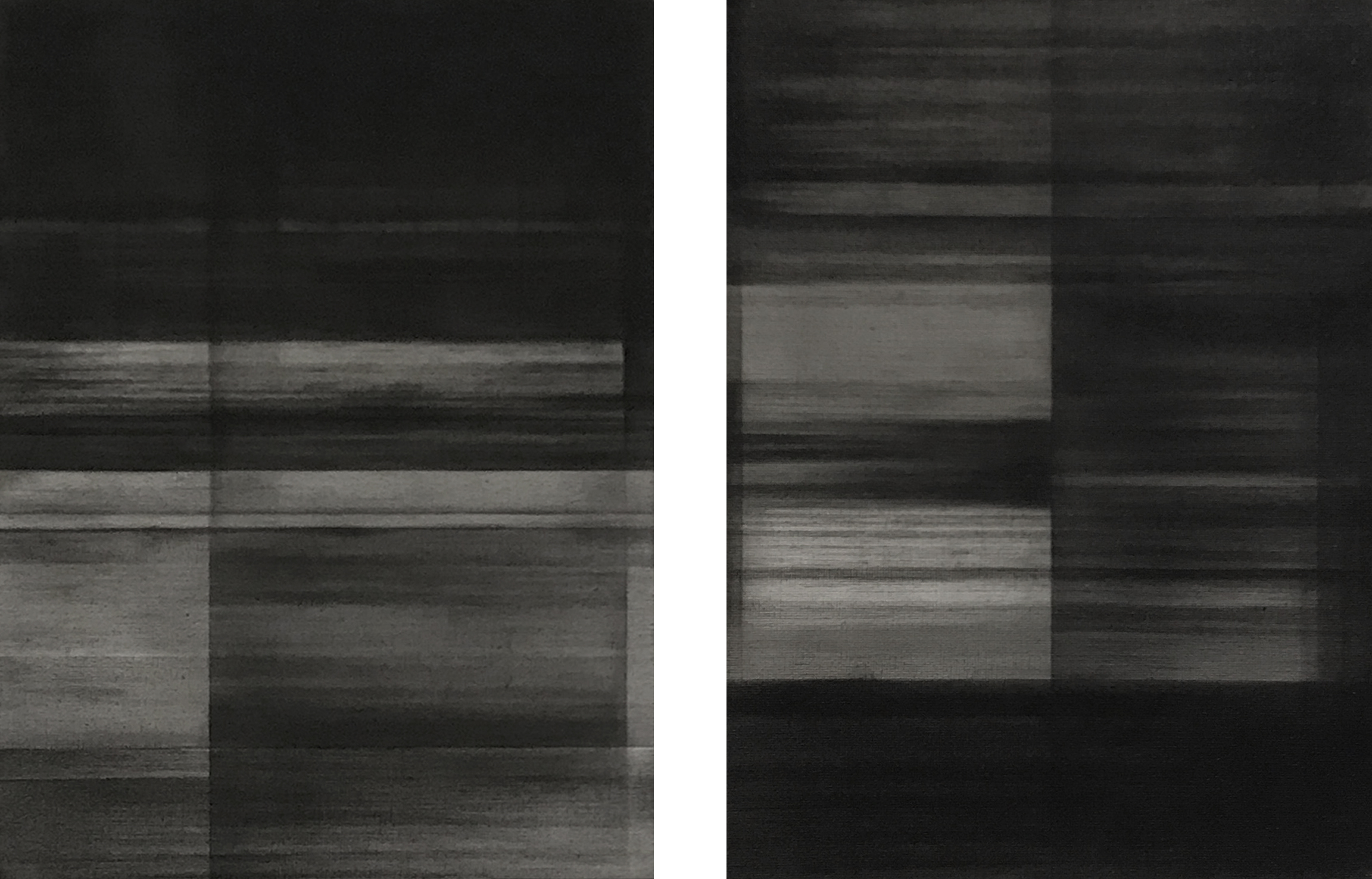 Ditto Studies, charcoal on canvas, 9 x 12 in each, 2017