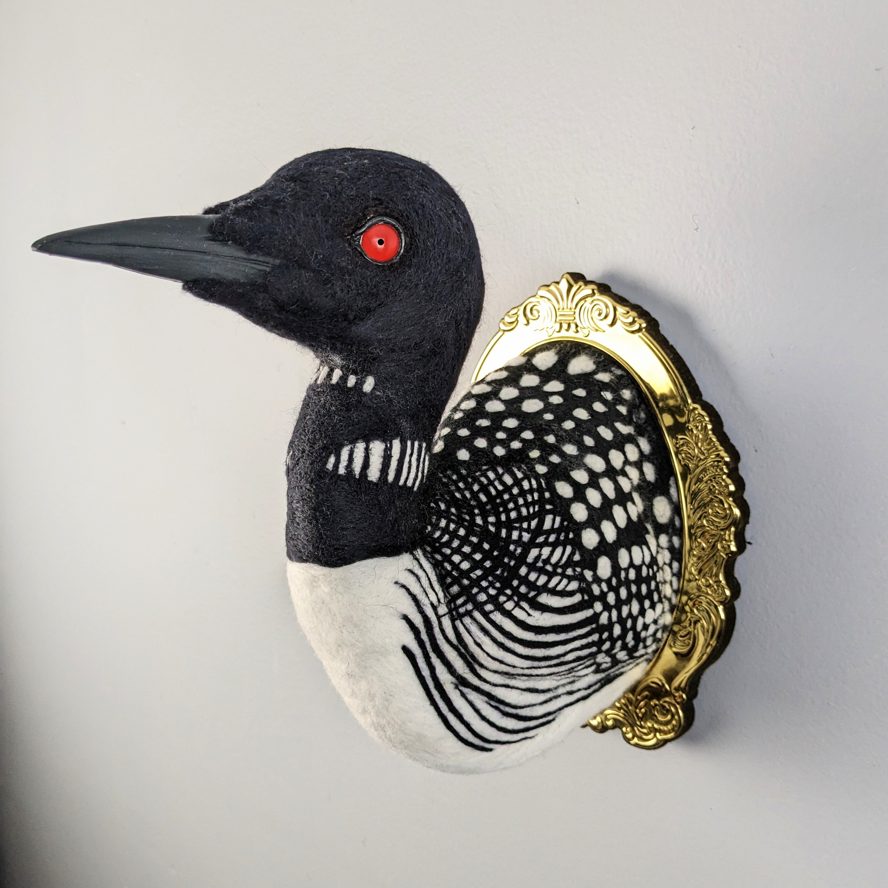 Common LoonNeedle felted wool faux taxidermy11"x7"x11"2023SOLD