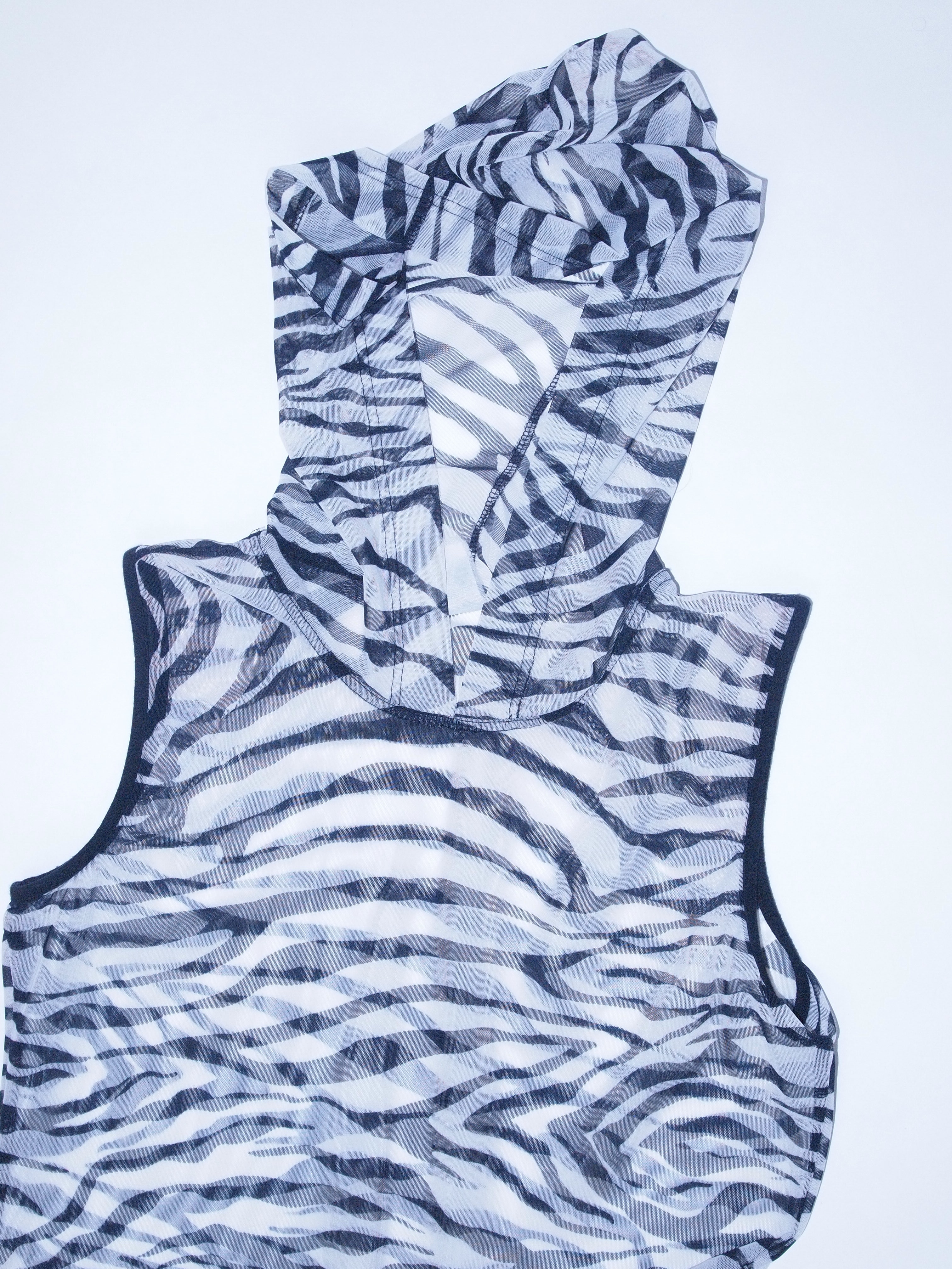 Hooded Zebra Print Mesh Dress - 𝓈𝑜𝓁𝒹