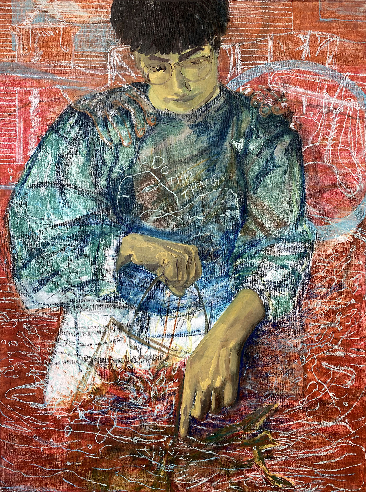 Wading Into - Mixed media on canvas, 2021