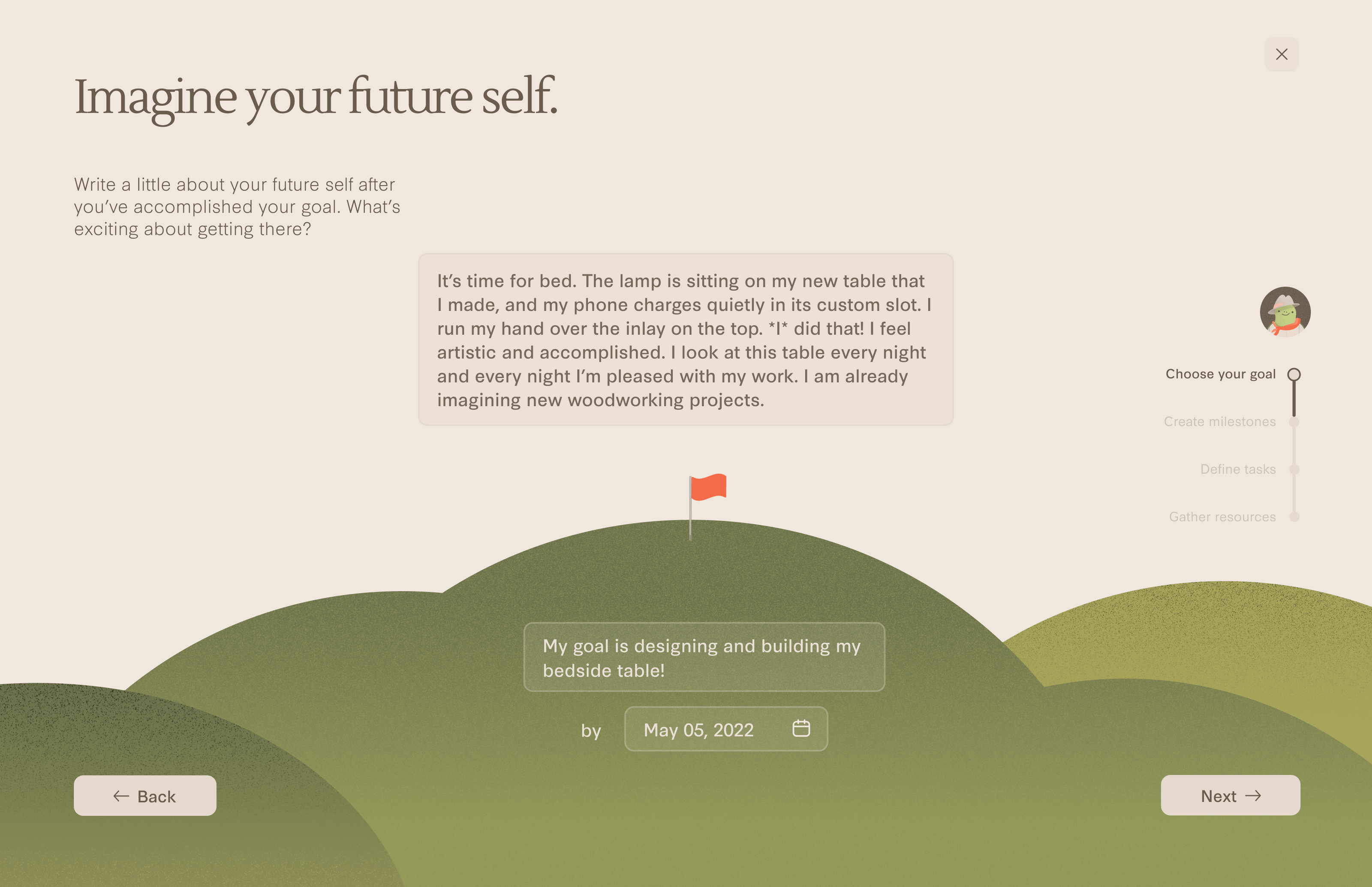 Future self-visualization helps prime users for success!