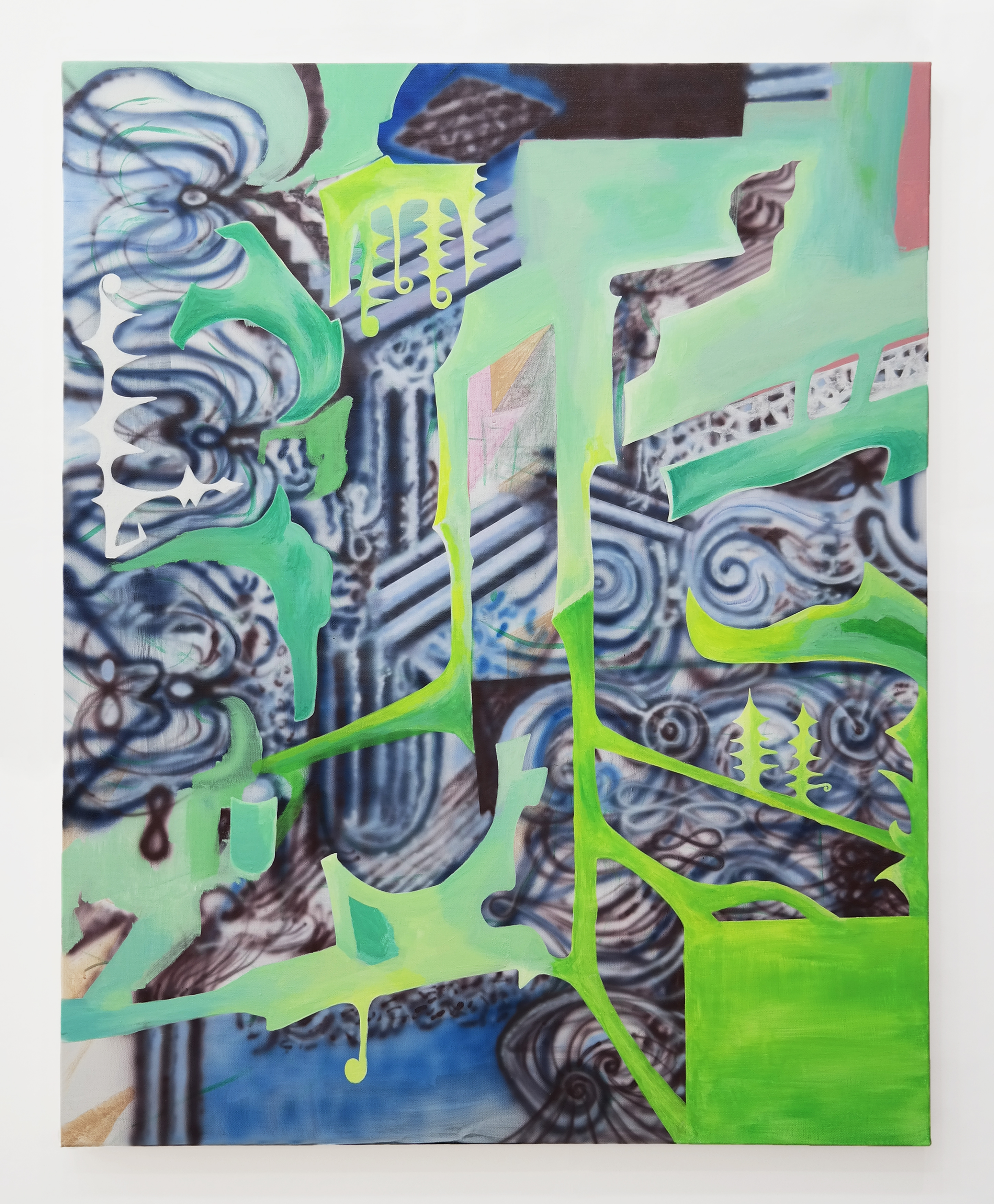  Green Formation, 2021, acrylic on canvas, 36 x 29 IN
