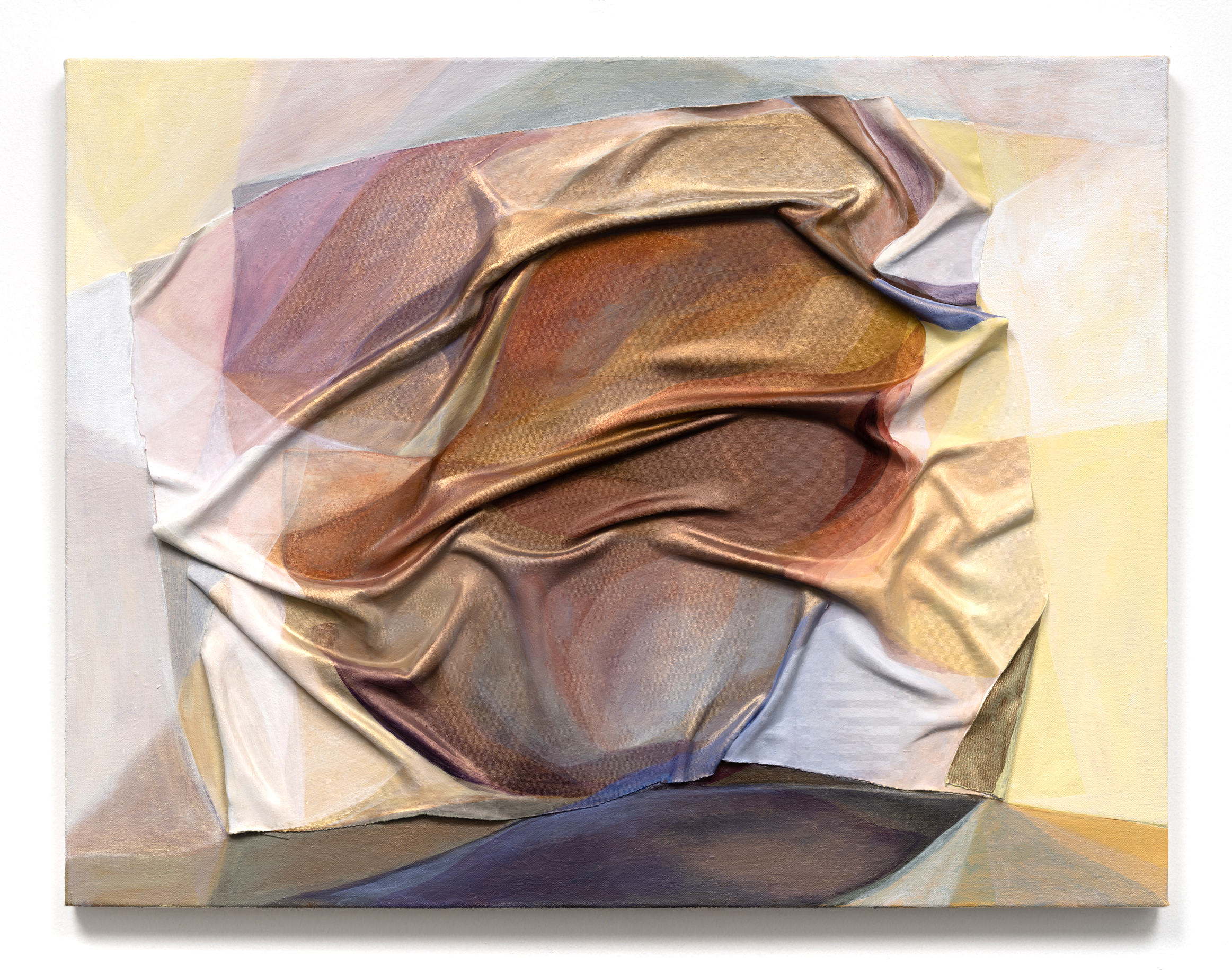 Emergence, 2022, 20 x 26 in, Acrylic and fabric on canvas