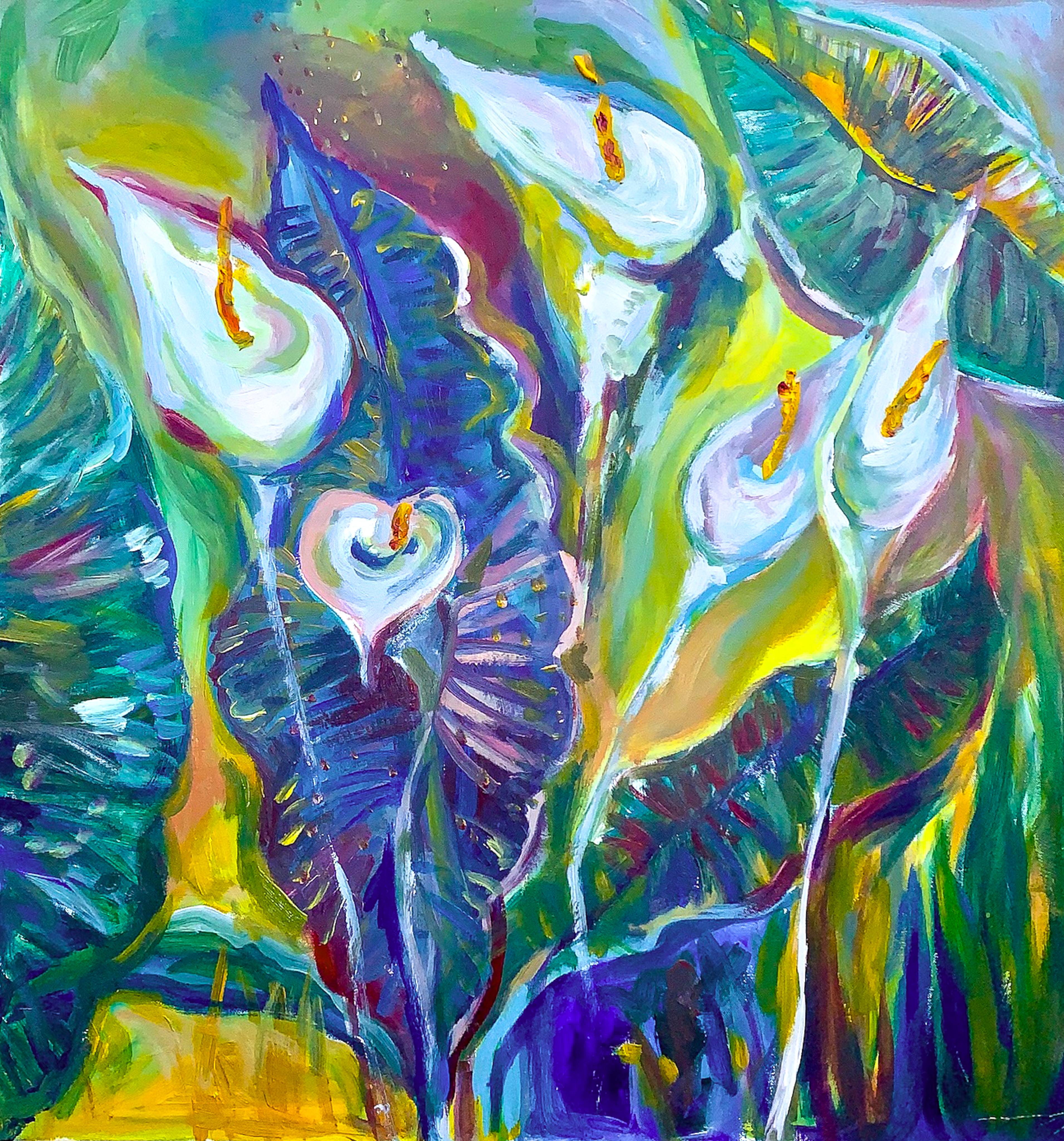 "California Calla Lilies", 2019, 28x28 inches, acrylic on canvas - SOLD