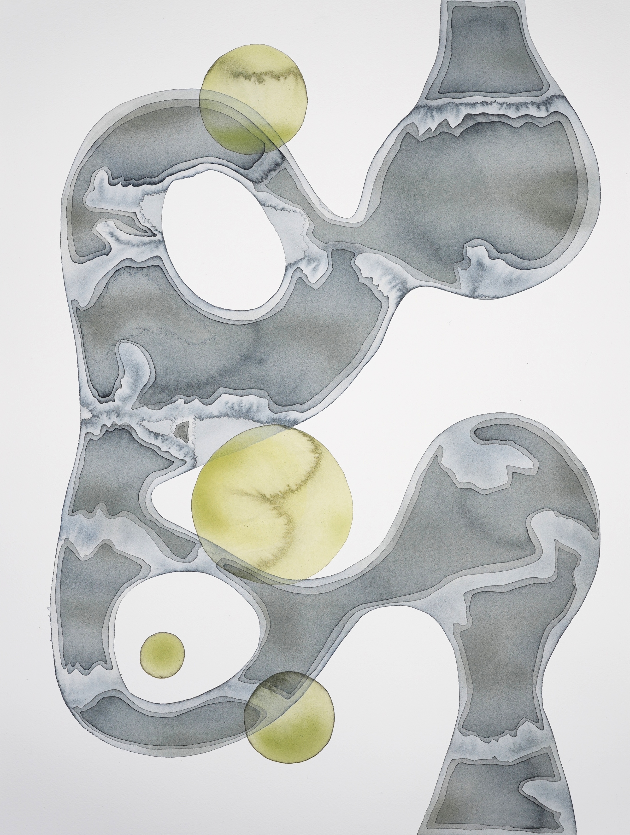 Graphic Score TSL240804 (2024), watercolor on paper, 46 x 61 cm