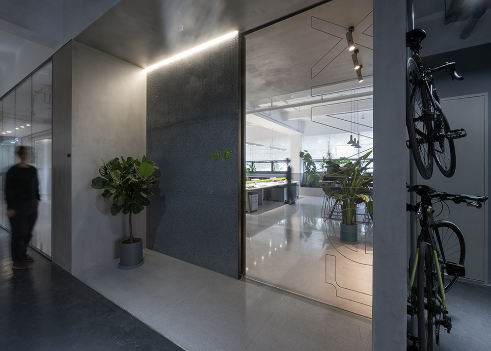 entrance from the general corridor and bike parking area