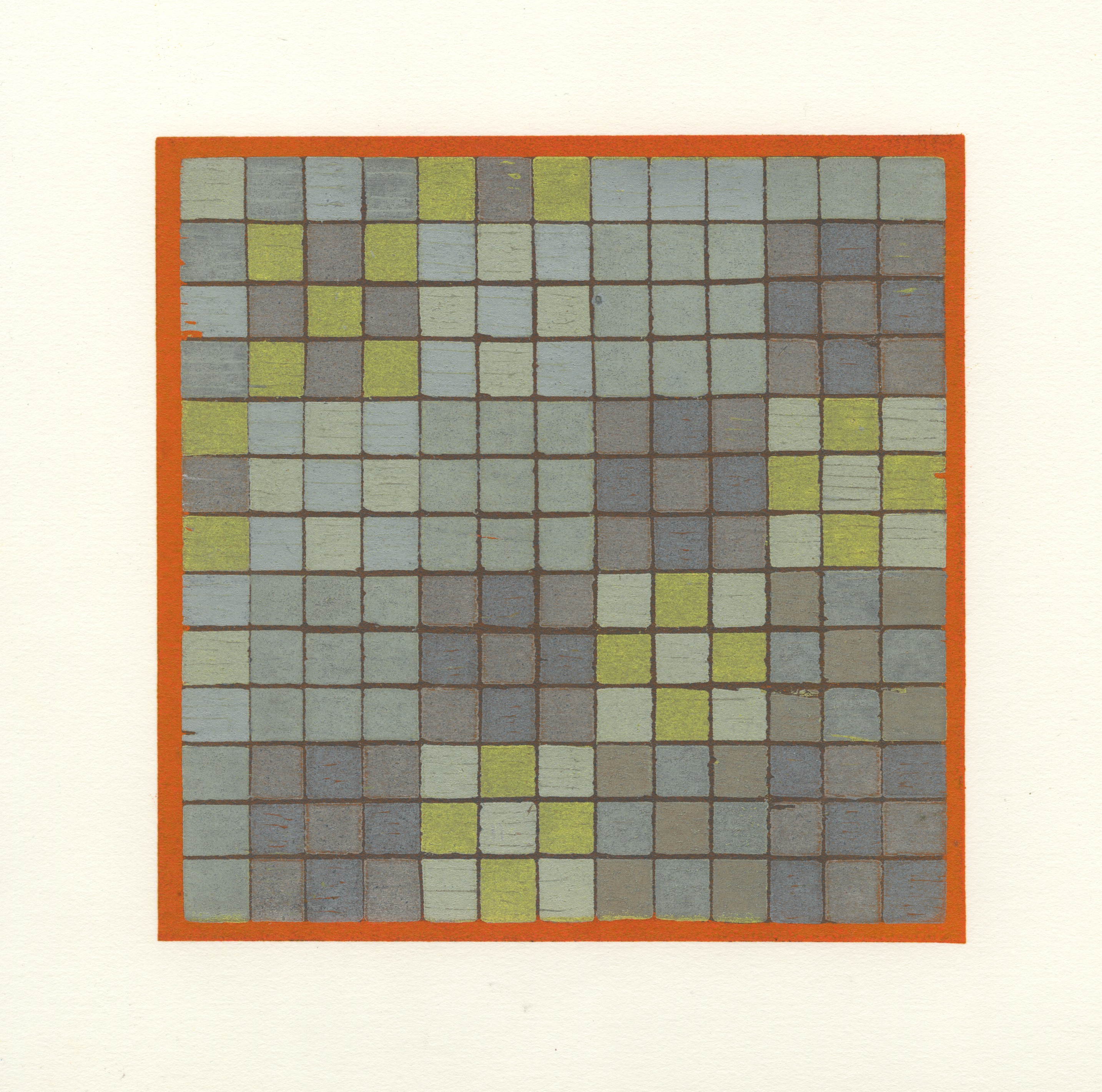 Nine Patch Study (A.P. 3), 2021, Relief Reduction Woodcut