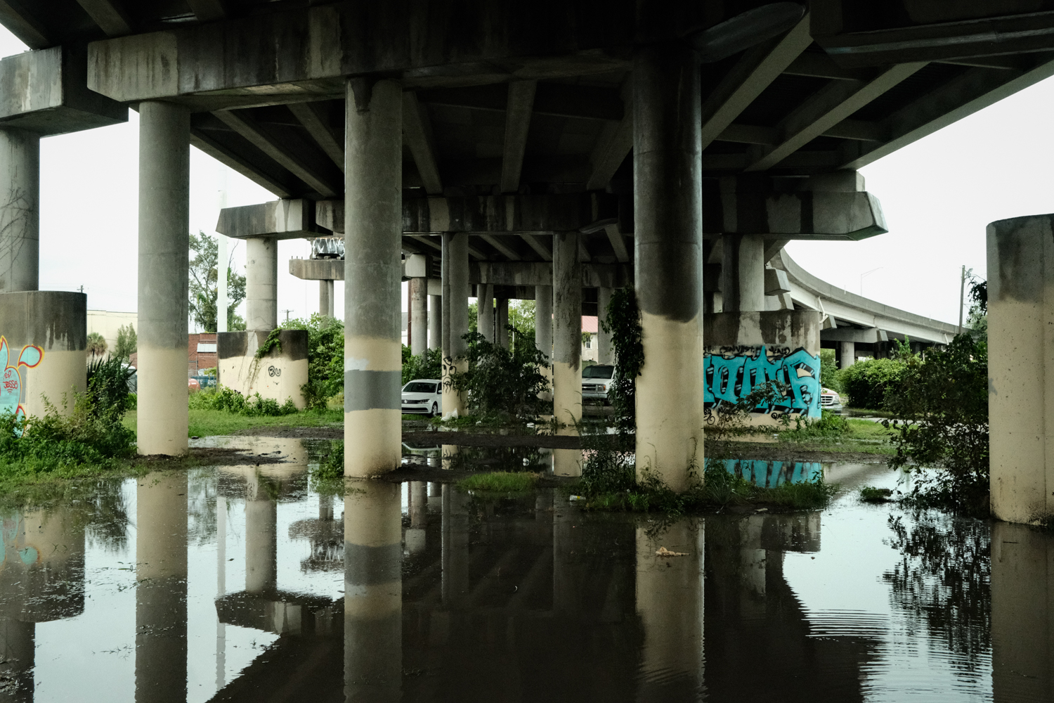 Stormwater flooding under I-26, September 2022