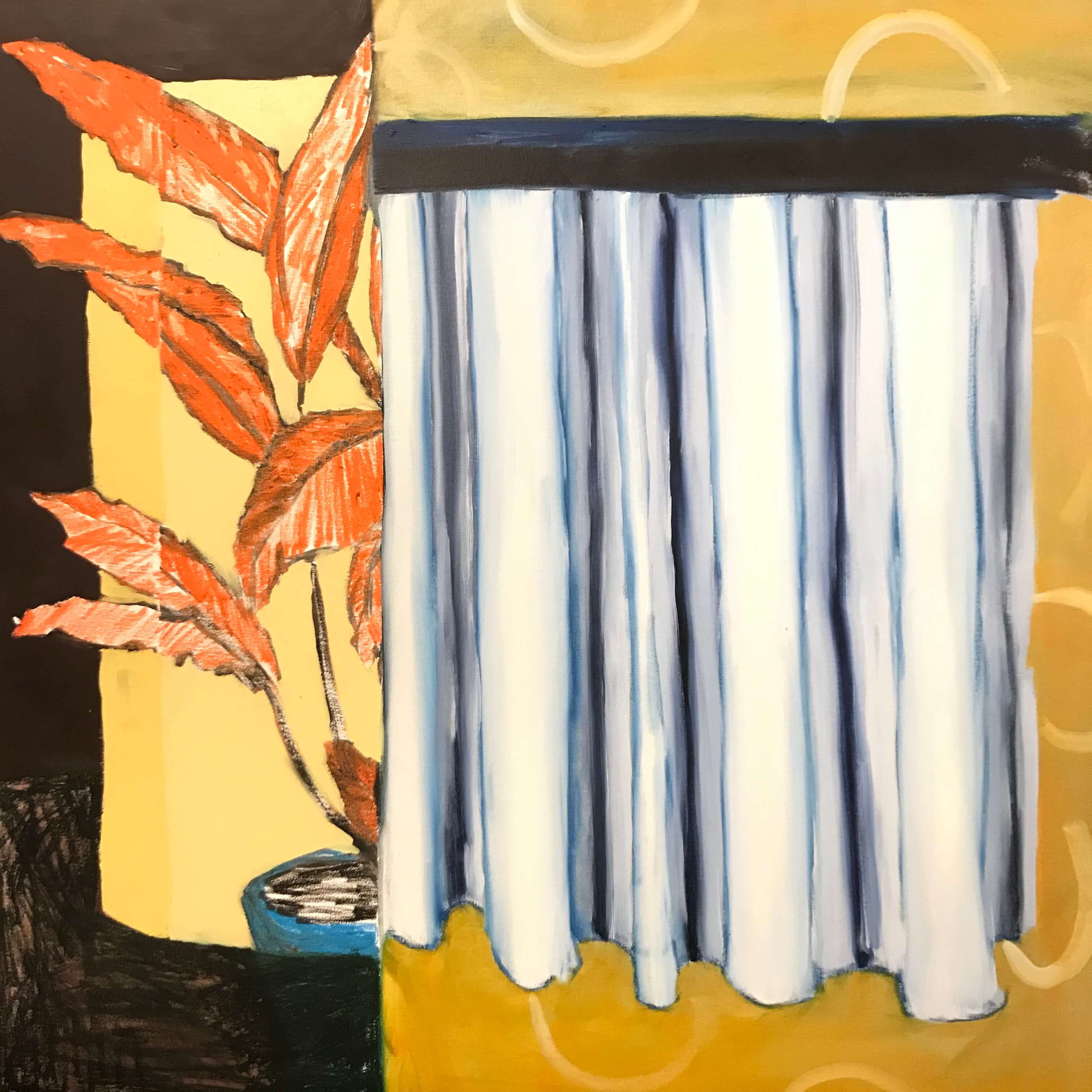Dregið fyrir – Oil and Pastel on canvas – 95x95