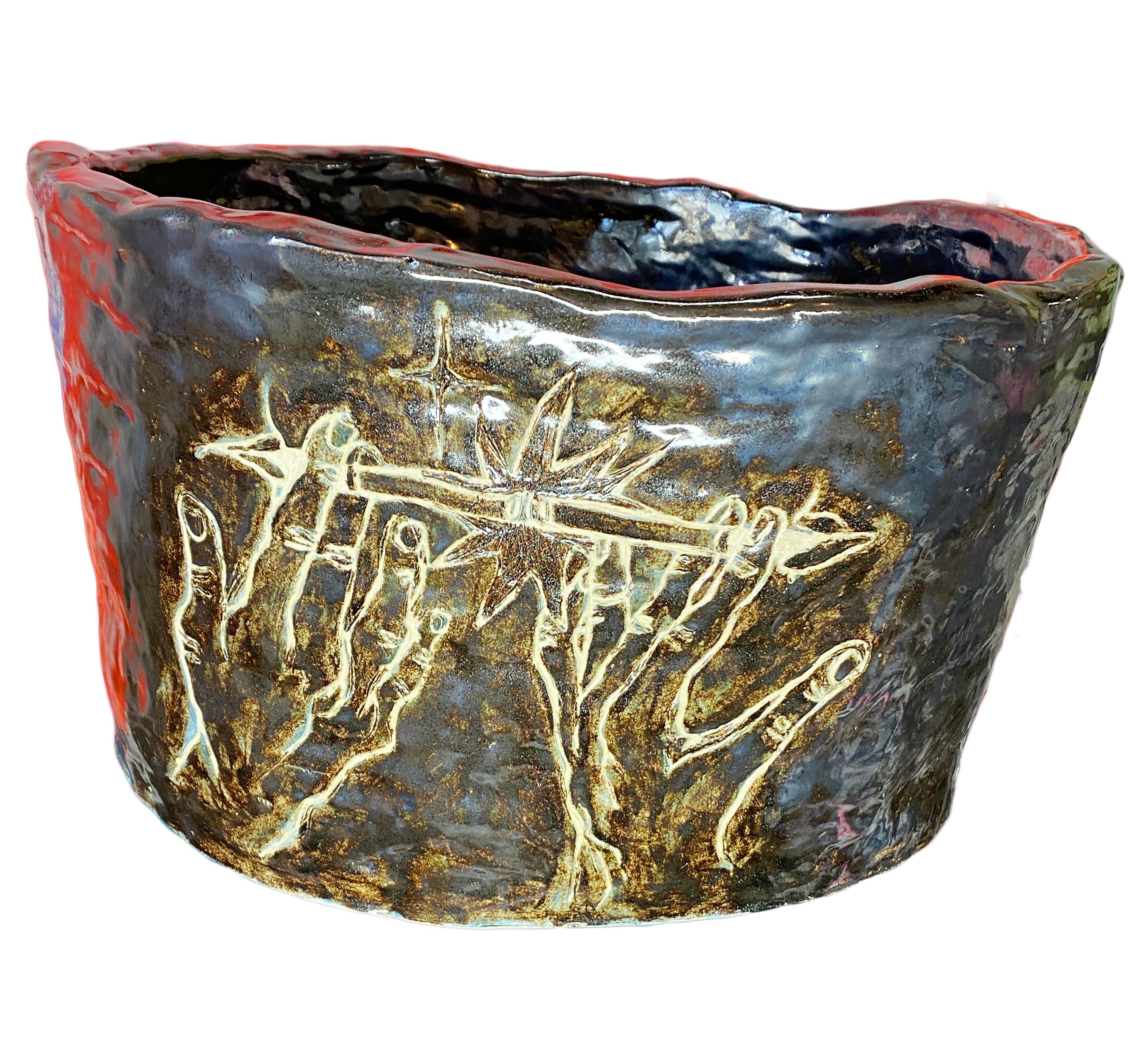 Cigarette Graveyard, 24 x 24 x 15 in, glazed ceramic, 2021