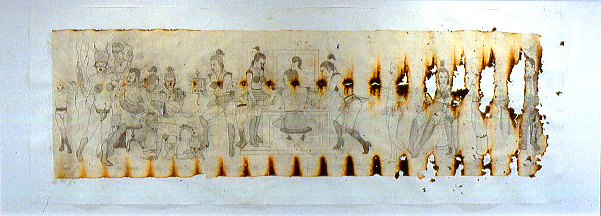 Burned Scroll, in the collection of UC Berkeley Museum, 31.5” X 84”(