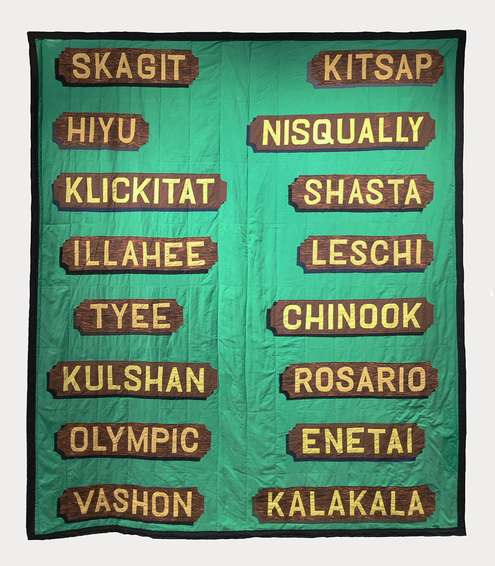 Joey Veltkamp Washington State Ferries, 2018 fabric, batting and thread 102 x 90 inches
