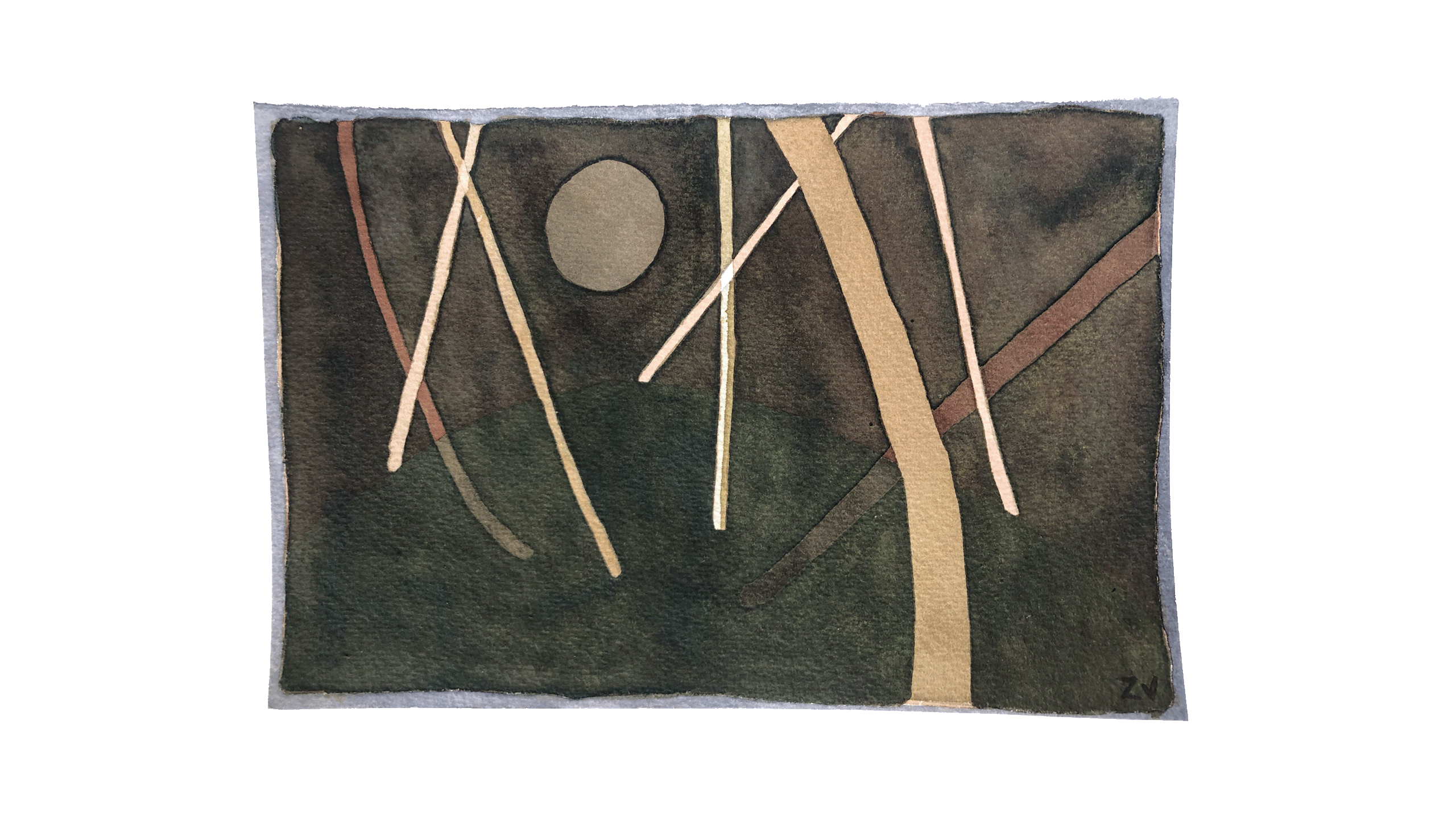 Ilha I, da série Paisagem memória. Aquarela sobre papel, 23x15,5cm. José Viana, 2022.