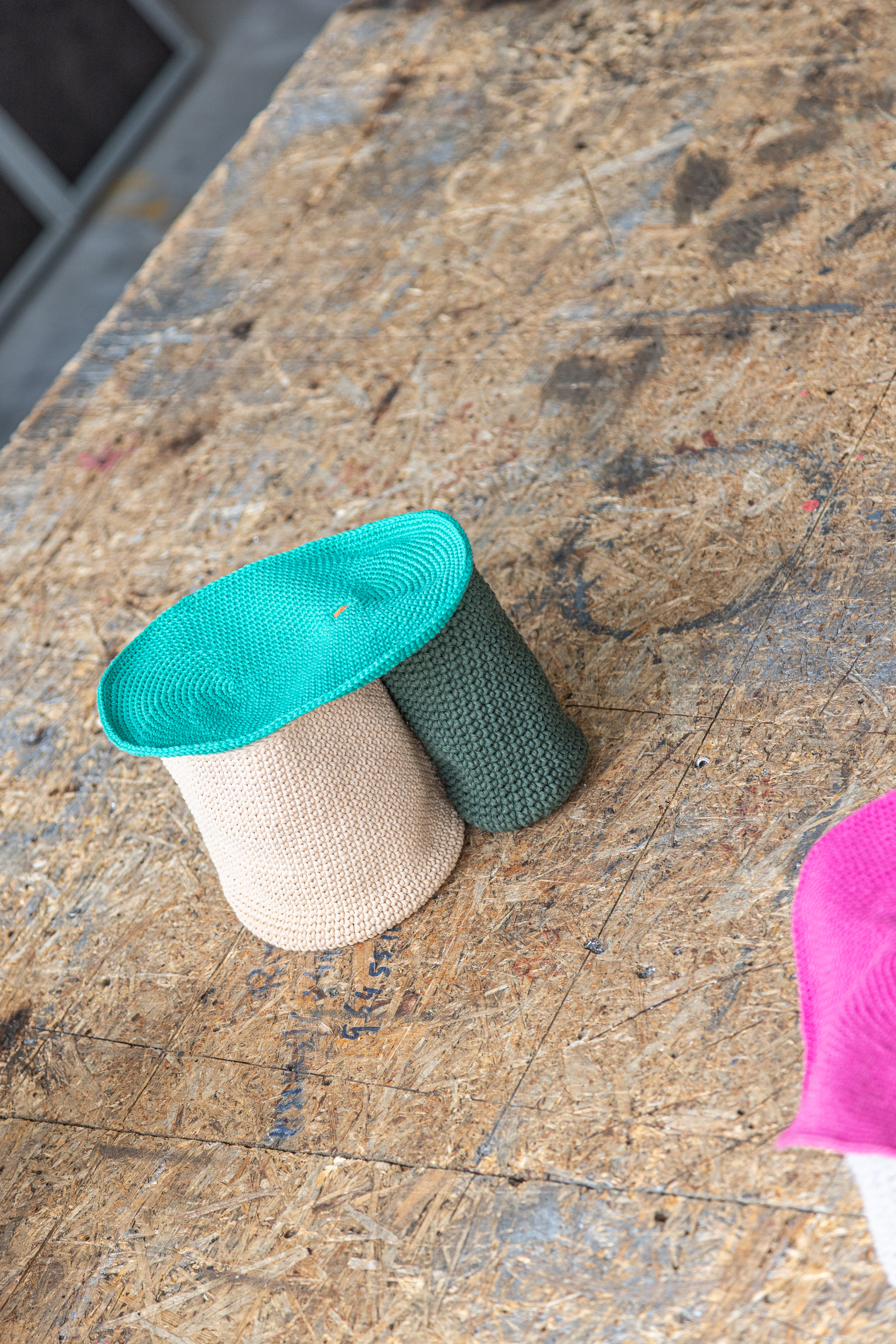 Potes com tampa em crochet