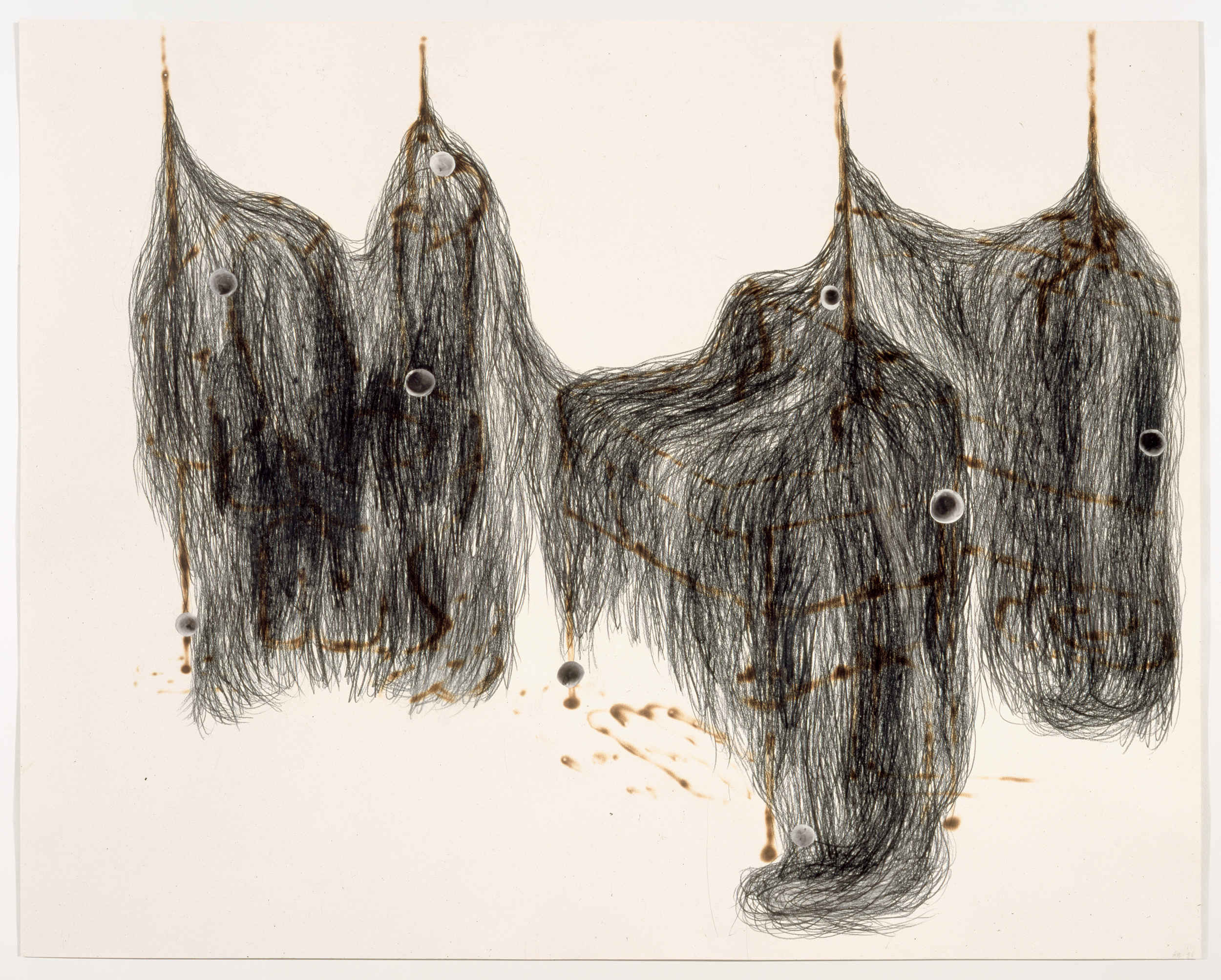 The secret life III, 1998 Coloured pencil, burnt paper 119 x 149 cm