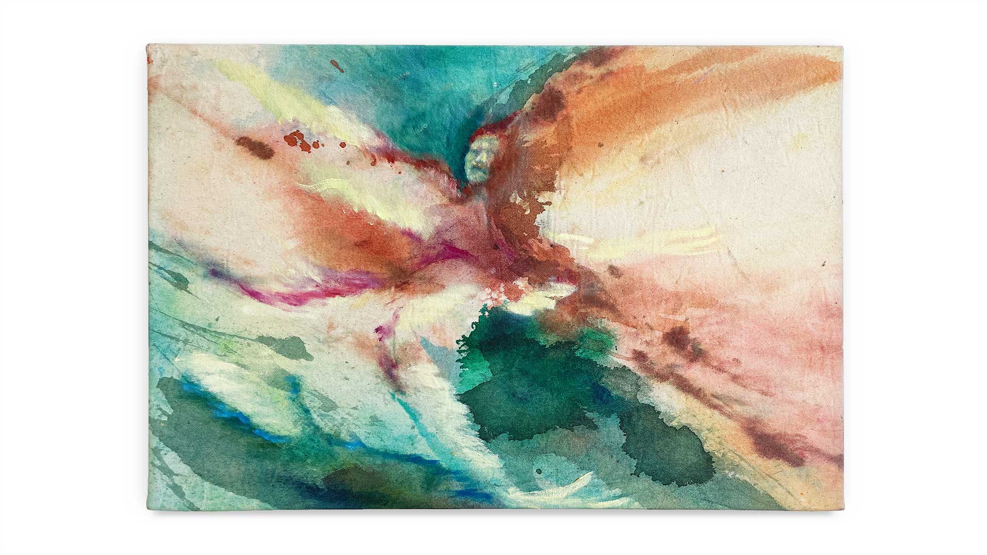 Going Through An Other, 2024, ink and oil on canvas, 30 × 45 cm