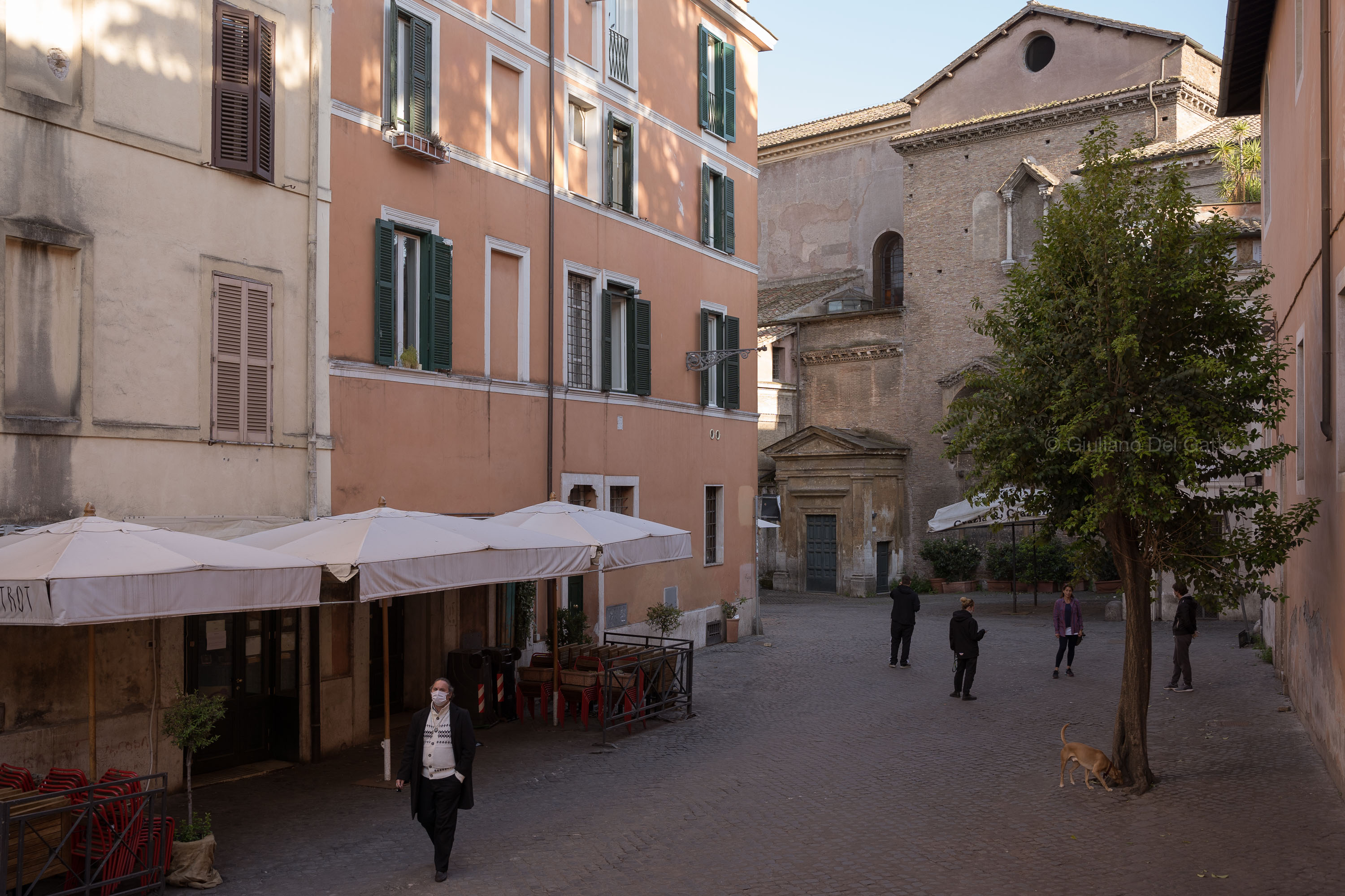 Piazza Sant'Egidio during the Lockdown. Rome, April 25th 2020