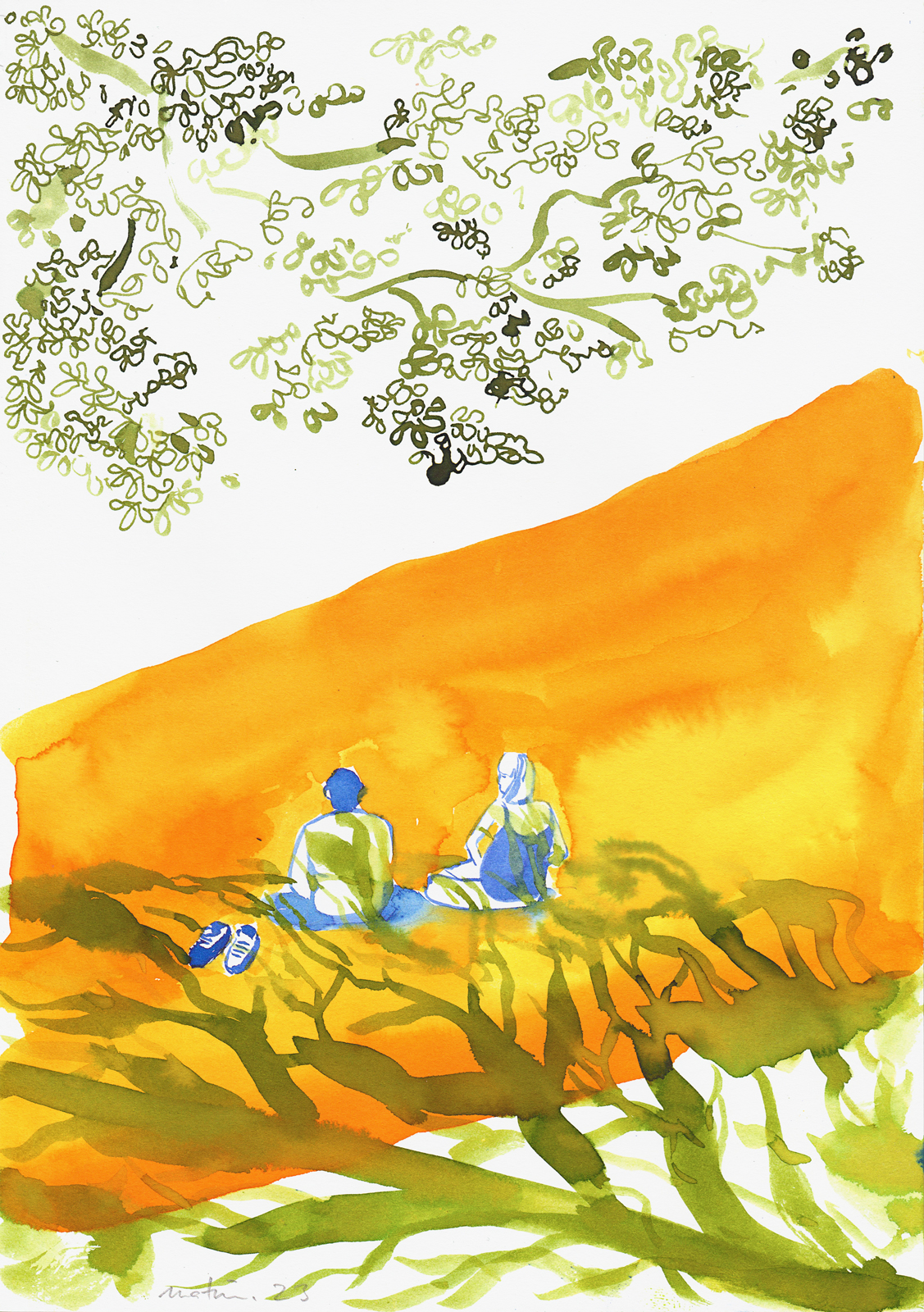 in the shade