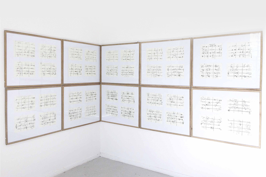 Catalogue d’oiseaux Pitites esquisses d’oiseaux - Olivier Messiaen, 2014. Charcoal on 90 grs. Frabraino paper, 30 x 21 inches each.