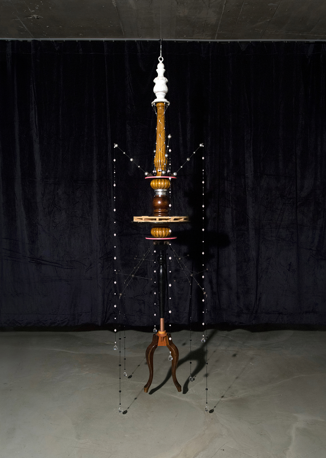 Skin_Layer / Collected objects, wooden marble, 85*85*255(H)cm, 2022