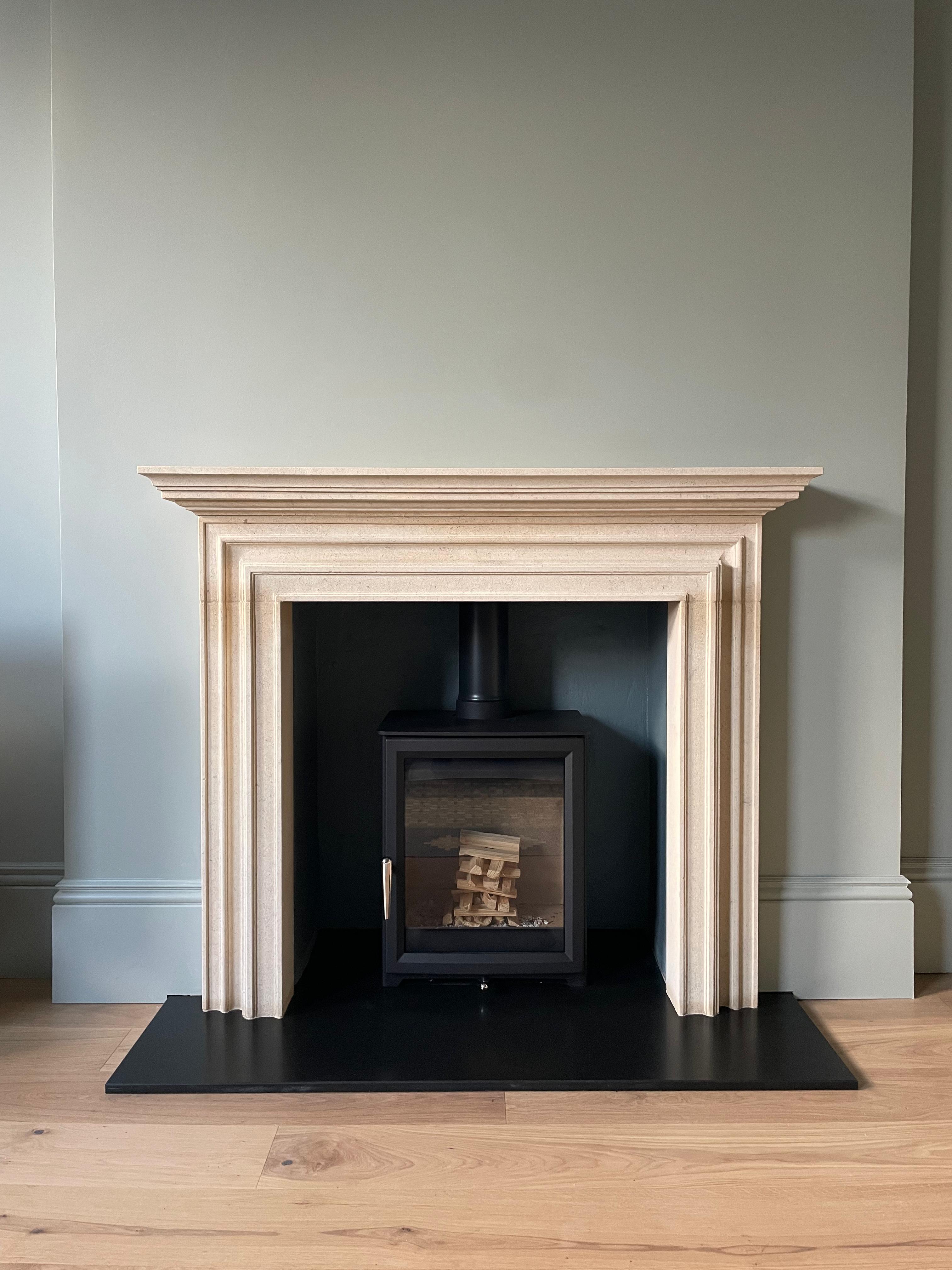 Kensington in Bath stone with slate Hearth