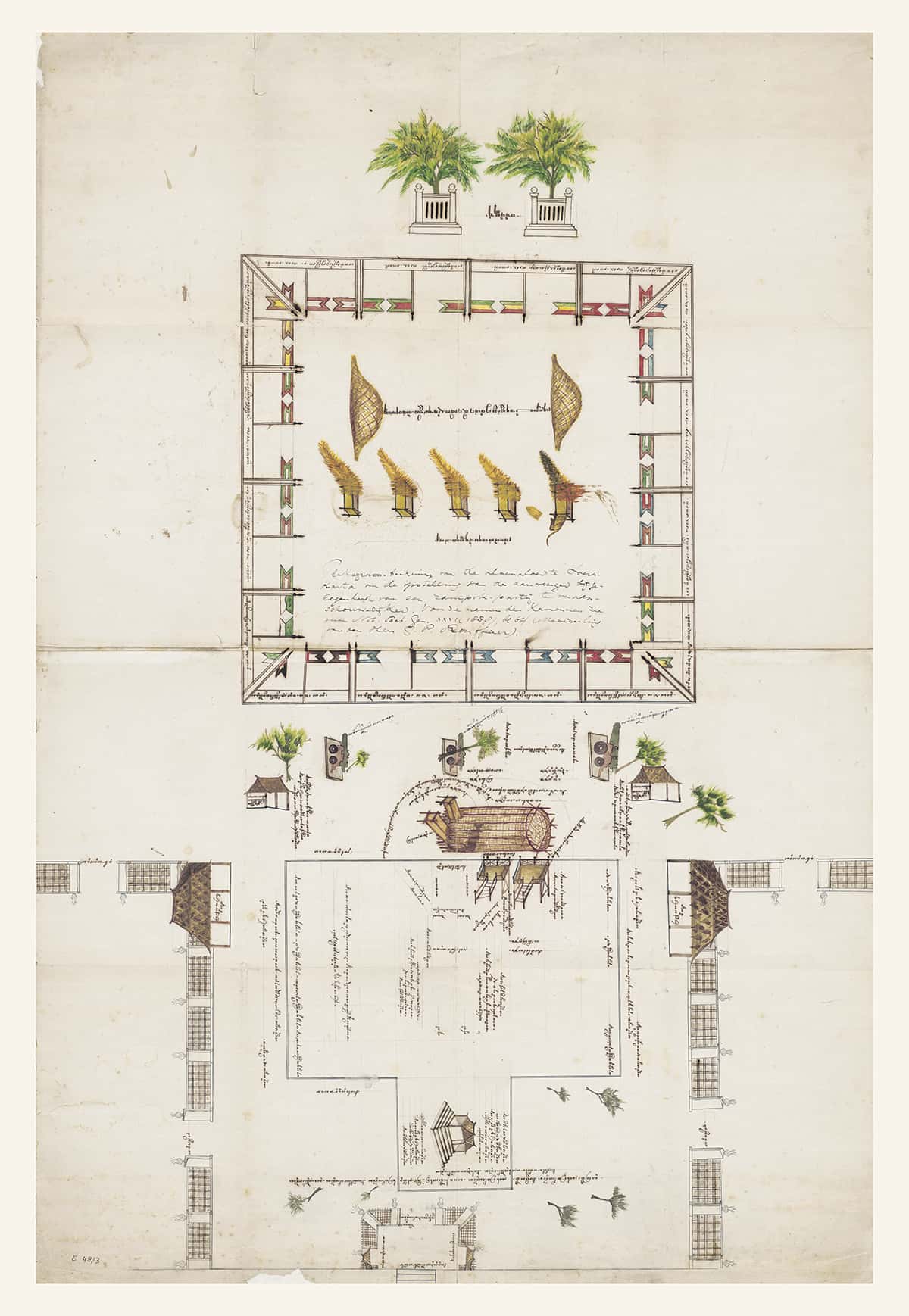 Layout of a rampok macan (tiger fight) arena.