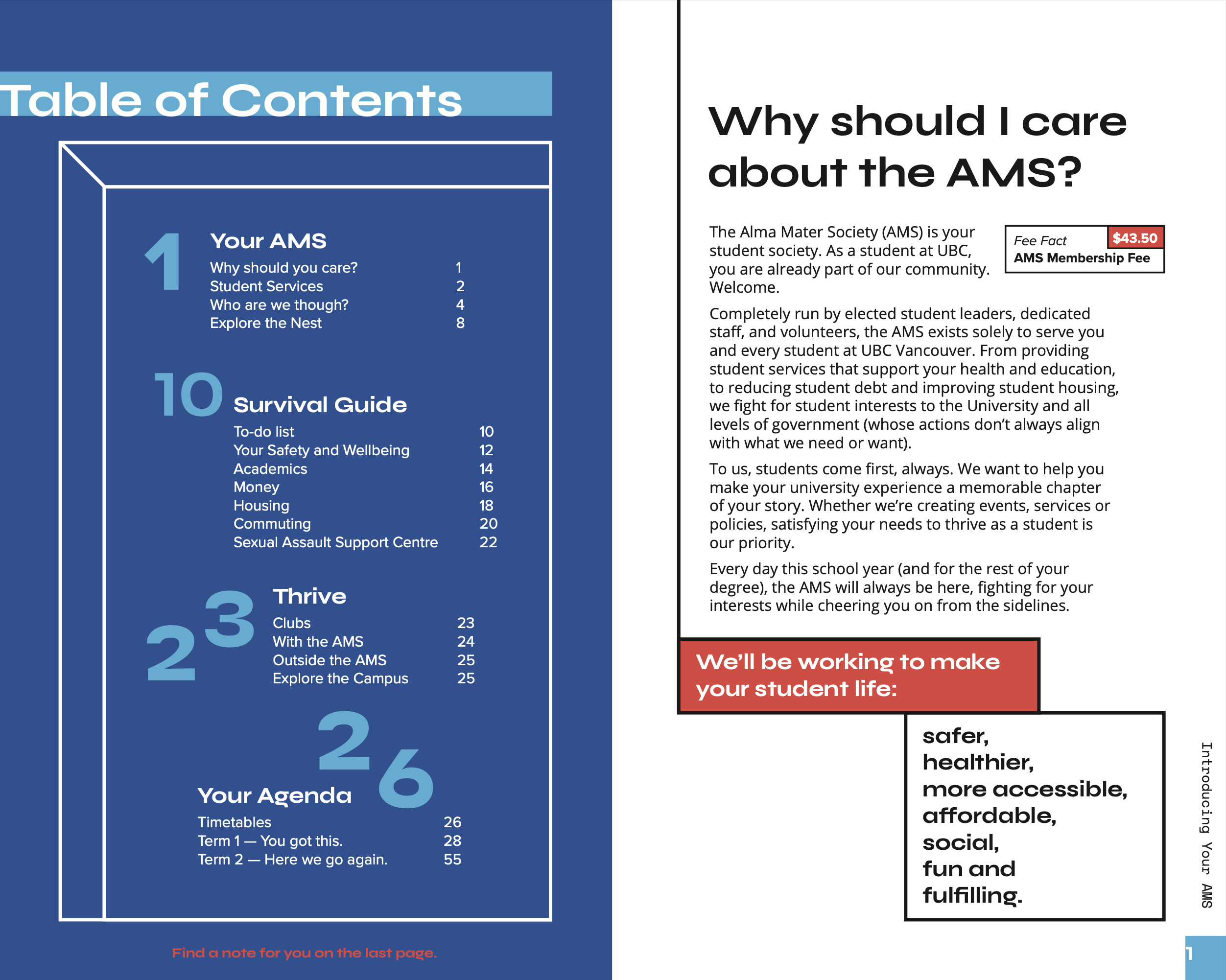 First page, first impressions. Notice the focus is not on what the AMS does, but why they do it.