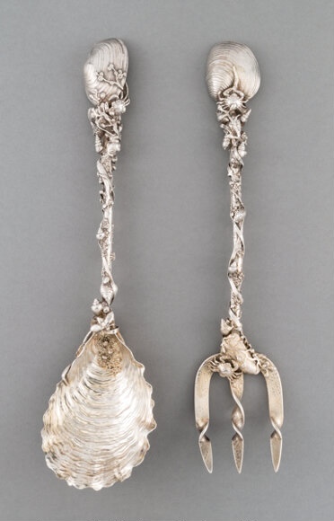 A Two-Piece Gorham Narragansett Pattern Silver Salad Serving Set, Providence, Rhode Island, designed 1878