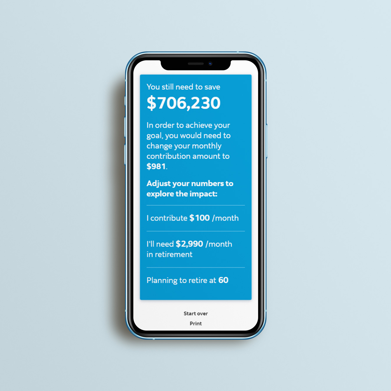 Mobile results page for you and your spouse