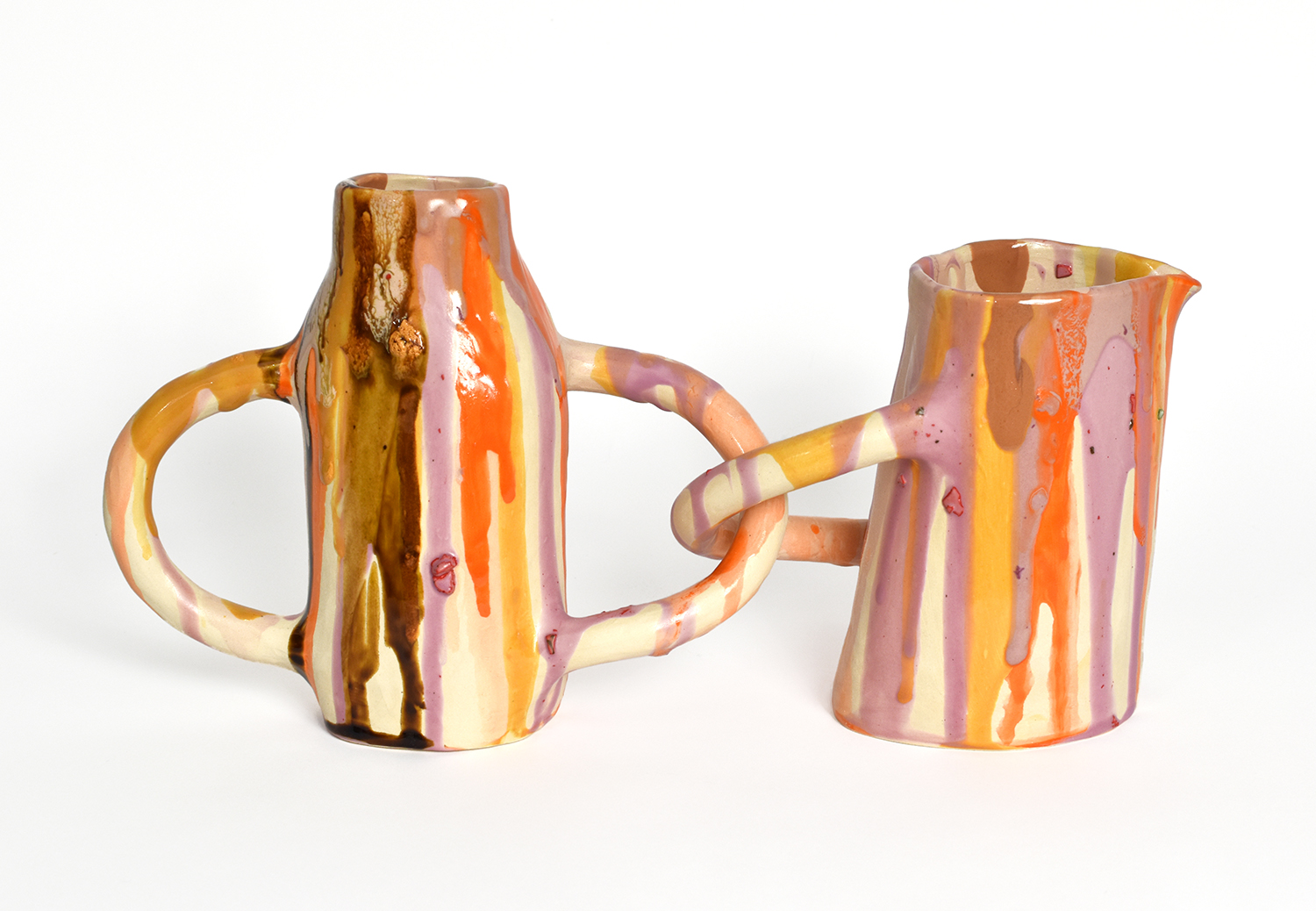 Emily Counts, Connected Flowing Multi Vessels, 2021, Glazed stoneware, 7.5 x 15 x 4 in. (Sold)