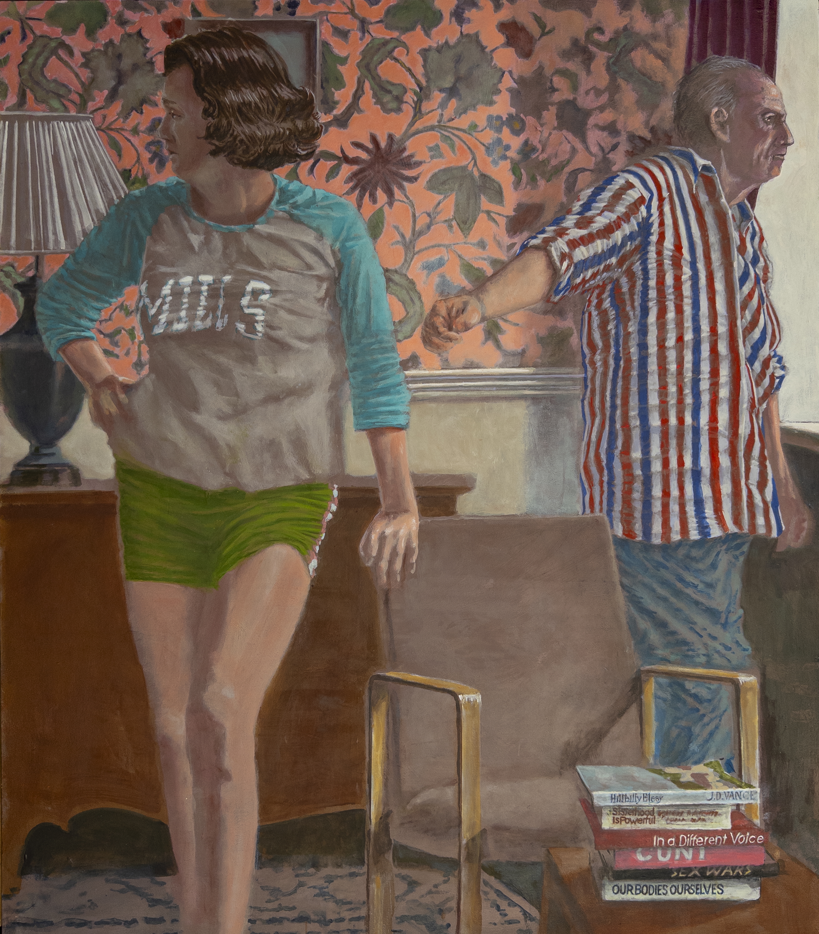 The mind strays but the story holds, oil on panel, 28 x 24 in