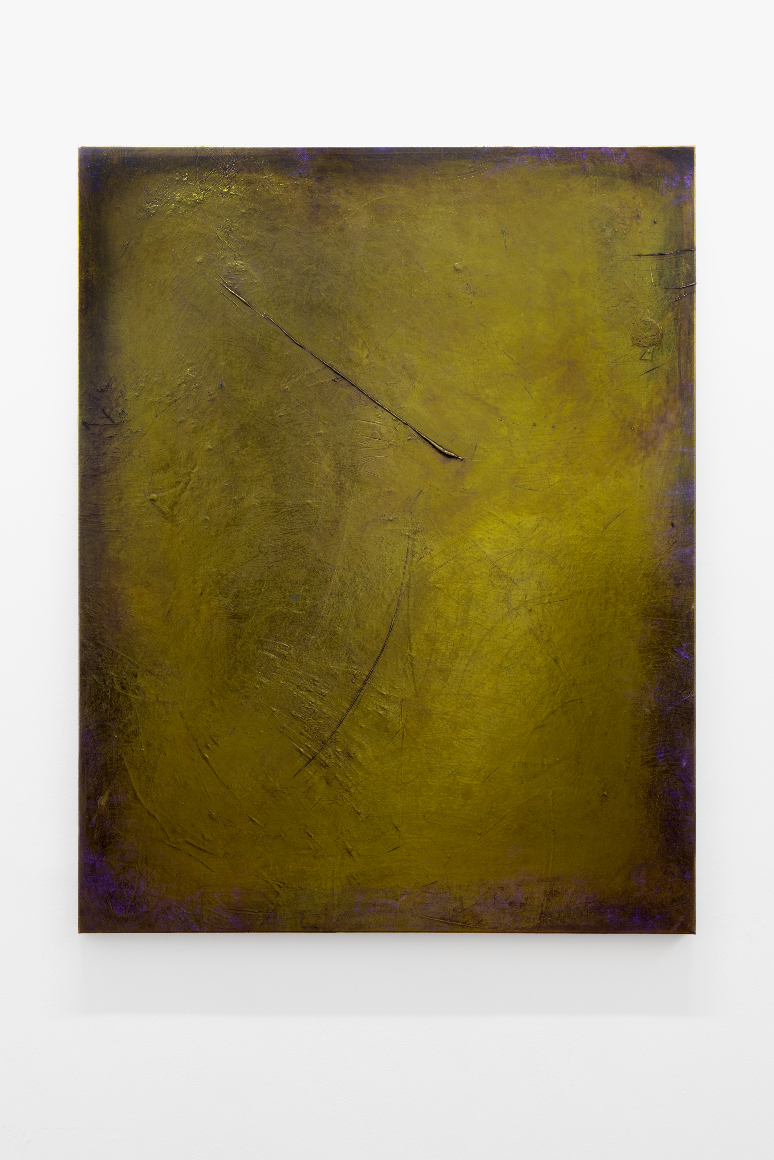 Mineral Painting (Crystals, fabrics and fields), Bronze, Azurite, Tyrian, Acrylic on Linen, 123 x 96cm. Photo: Laura Moore 	