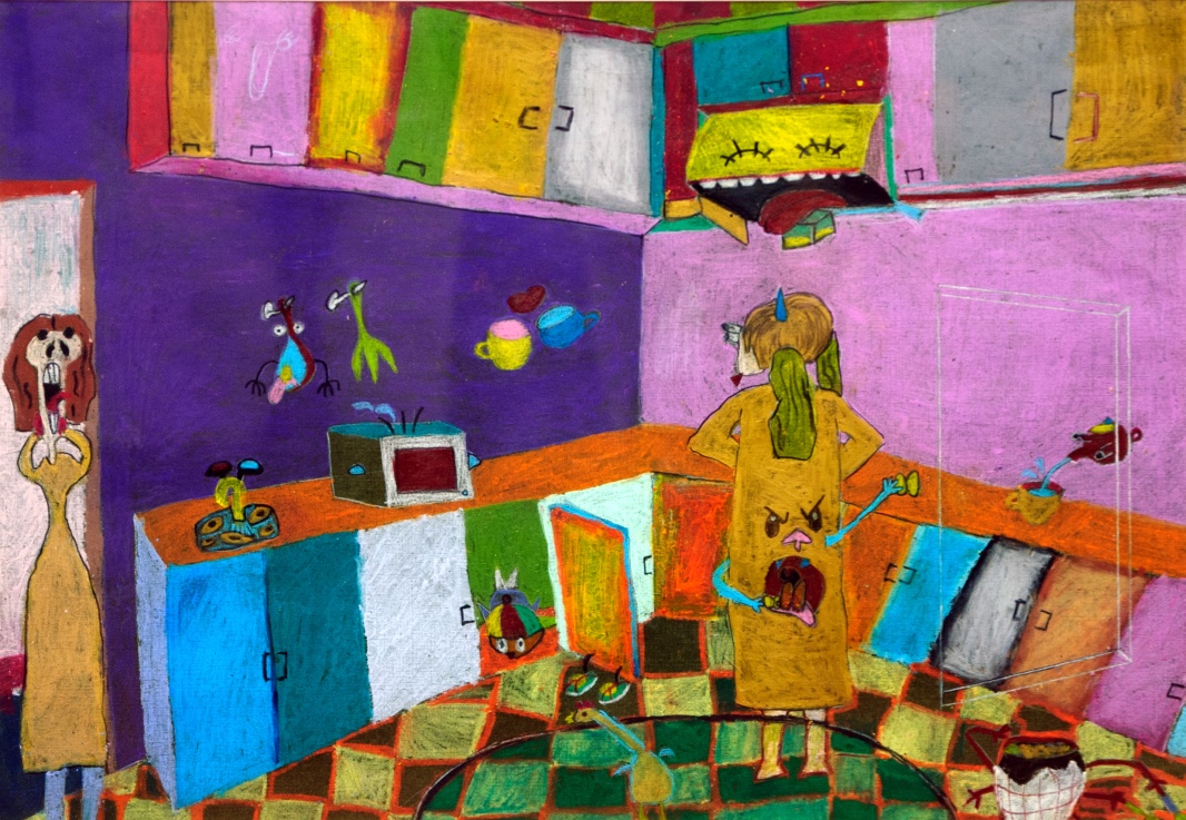 A Nightmare / crayon on colored paper / 29.7*42(cm) / 2005 (age 11)