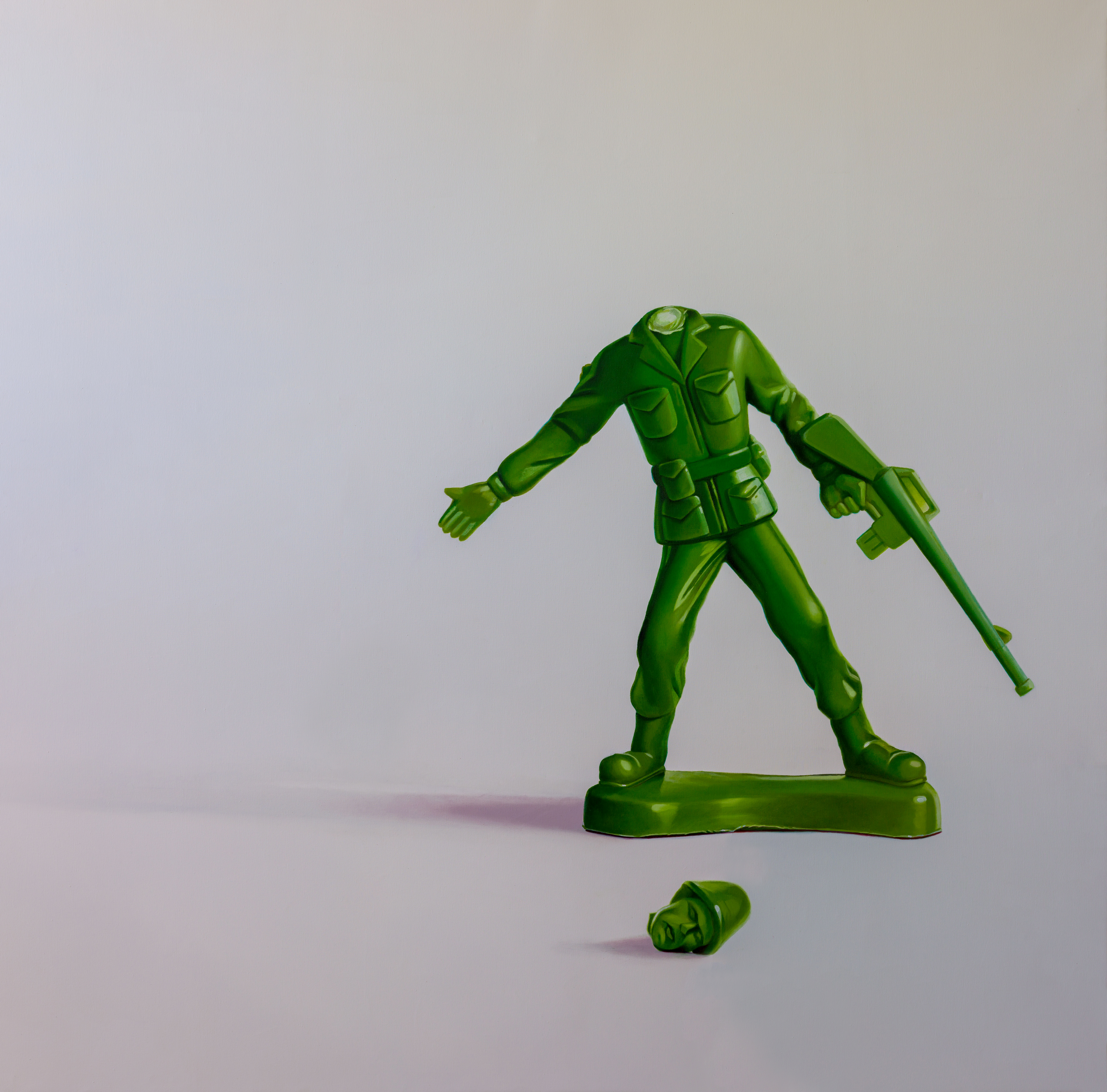 Soldier, where is your purpose?, 2021. Oil on canvas, 150 x 150 cm.