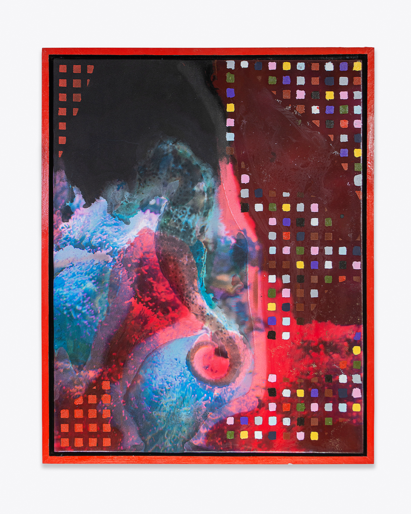 Untitled #6, 55x44cm, 2022 - fabric printing (sublimation), acrylic paint, resin, pigmentation