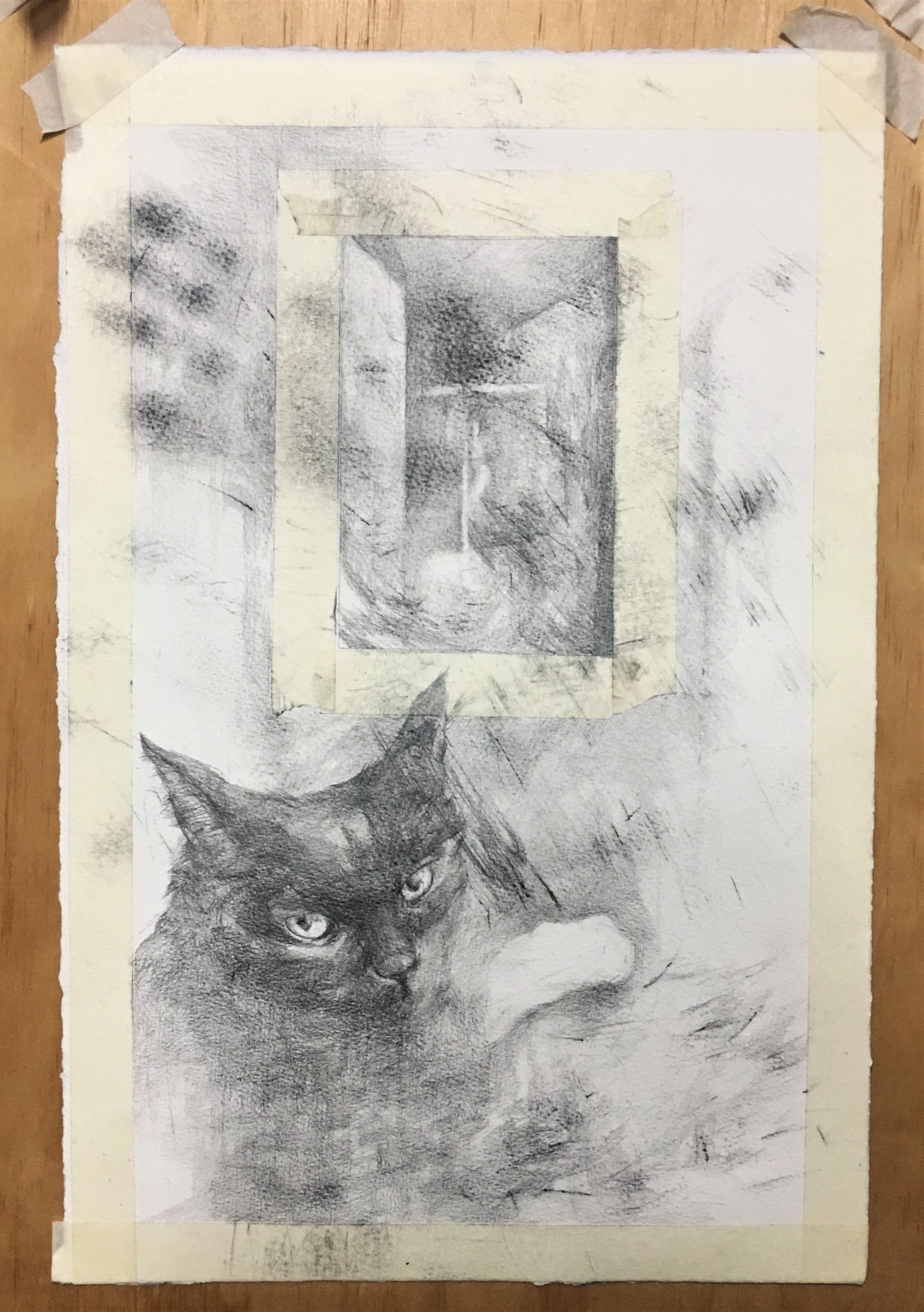 The Glare, graphite on paper, 11" x 17", 2019. 