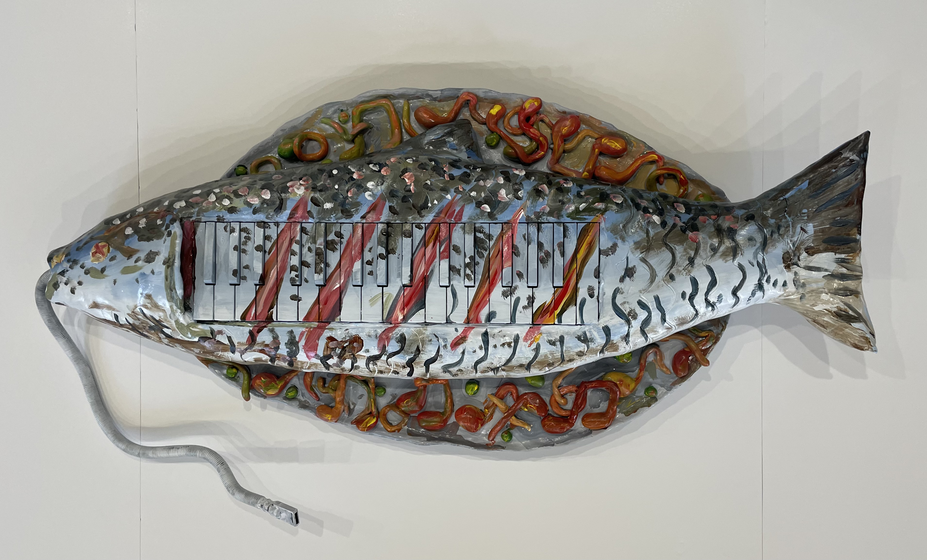 Food For A Few, 31x14.5×3.5", melodeon, foam, epoxy clay, acrylic paint 2022