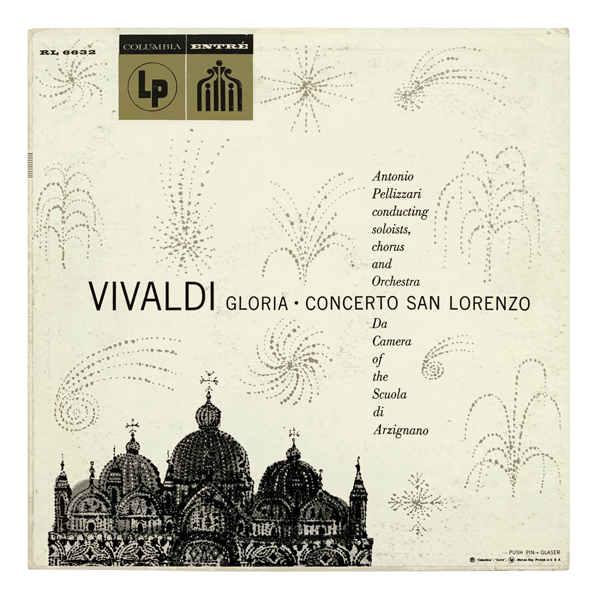 Columbia Entré RL 6632 Antonio Vivaldi - Gloria; Concerto per la Solennità di San Lorenzo in C major Orchestra e Coro della Scuola di Arzignano - Antonio Pellizzari Design: Milton Glaser | Push Pin (credited)