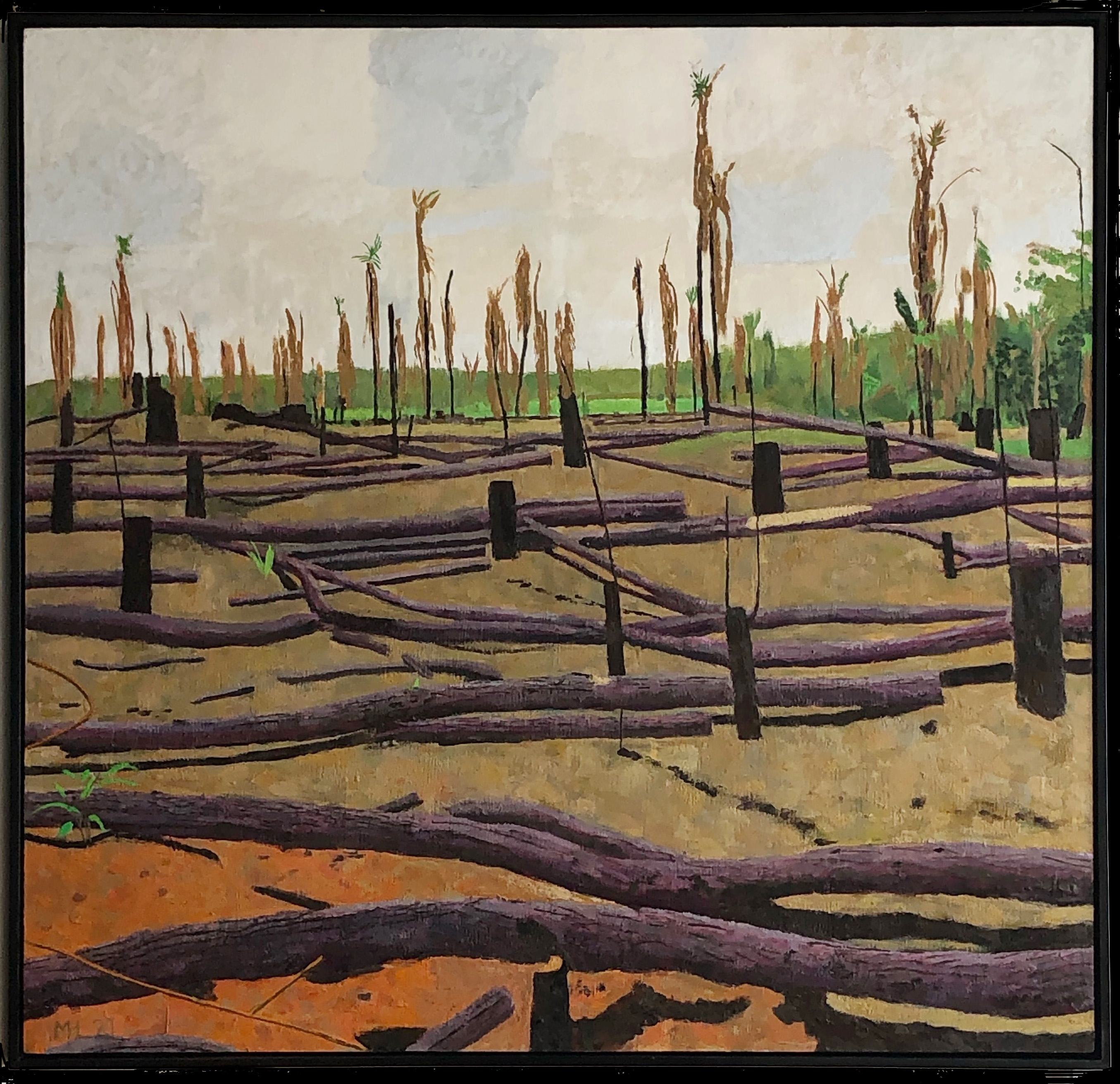 Amazon Clearcut. 2021. encaustic on panel. 46" X 48"