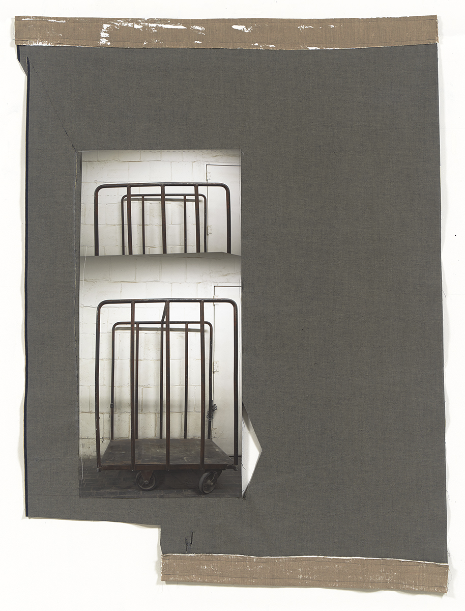 Industry, 2016. Inkjet print on vinyl, linen, cotton, gouache, and thread, 76 x 58